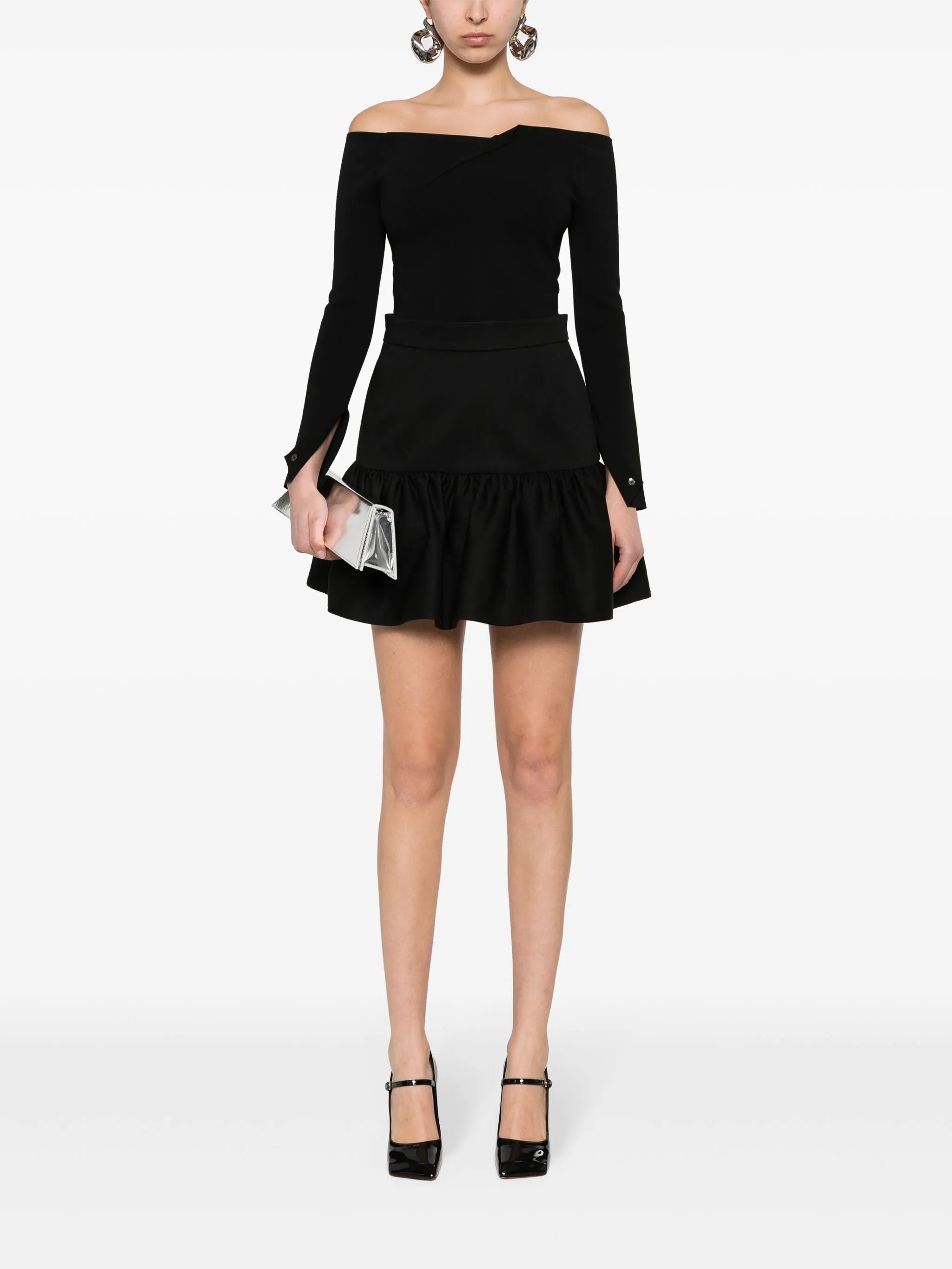 ruffled gabardine miniskirt