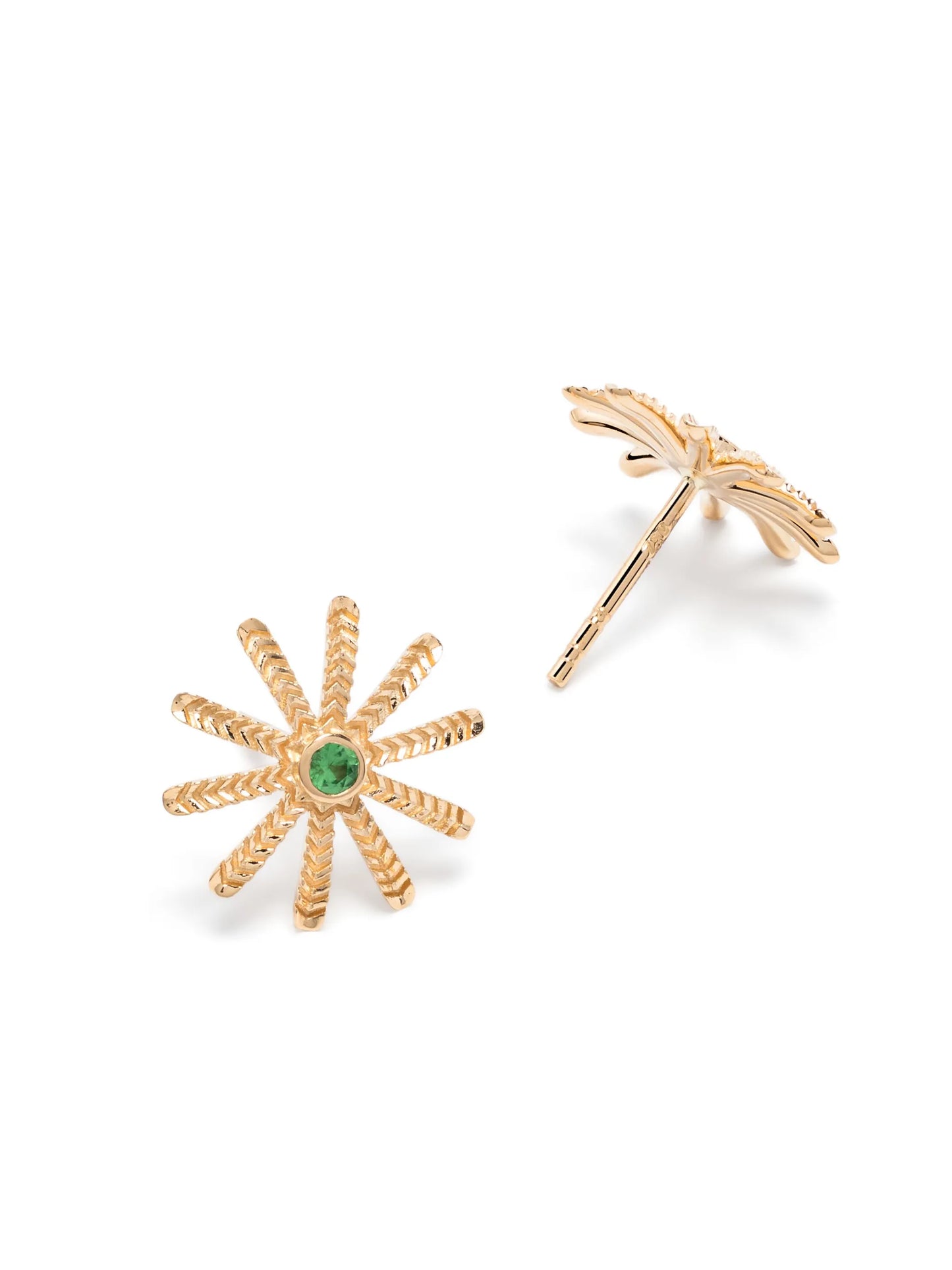 18kt yellow gold Tiny Sunflower tsavorite stud earrings