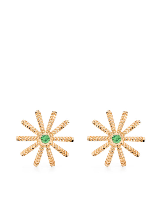 18kt yellow gold Tiny Sunflower tsavorite stud earrings