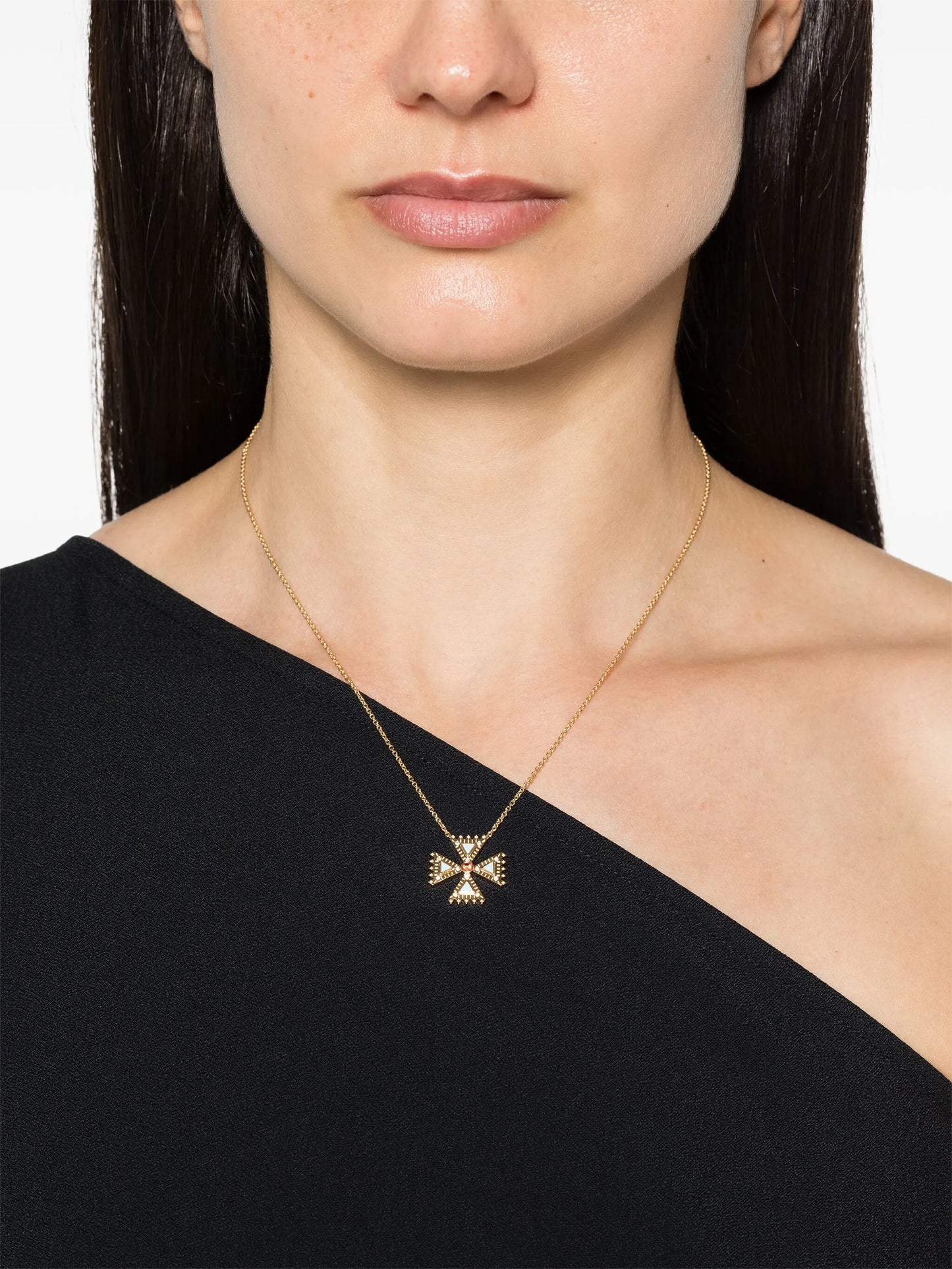 18kt yellow gold Crux Mini diamond pendant necklace