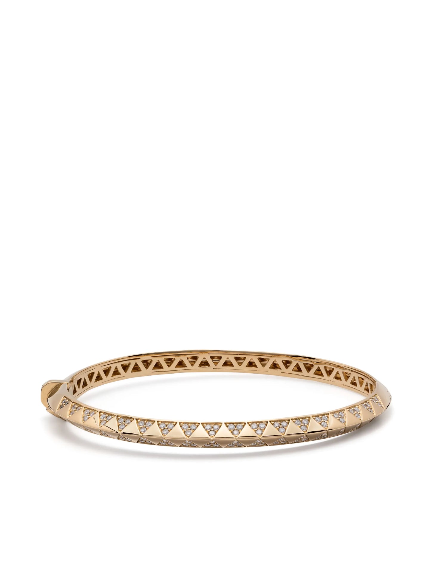 18kt yellow gold Knife Edge diamond bangle bracelet