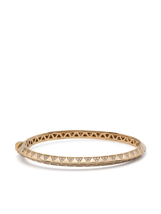 18kt yellow gold Knife Edge diamond bangle bracelet