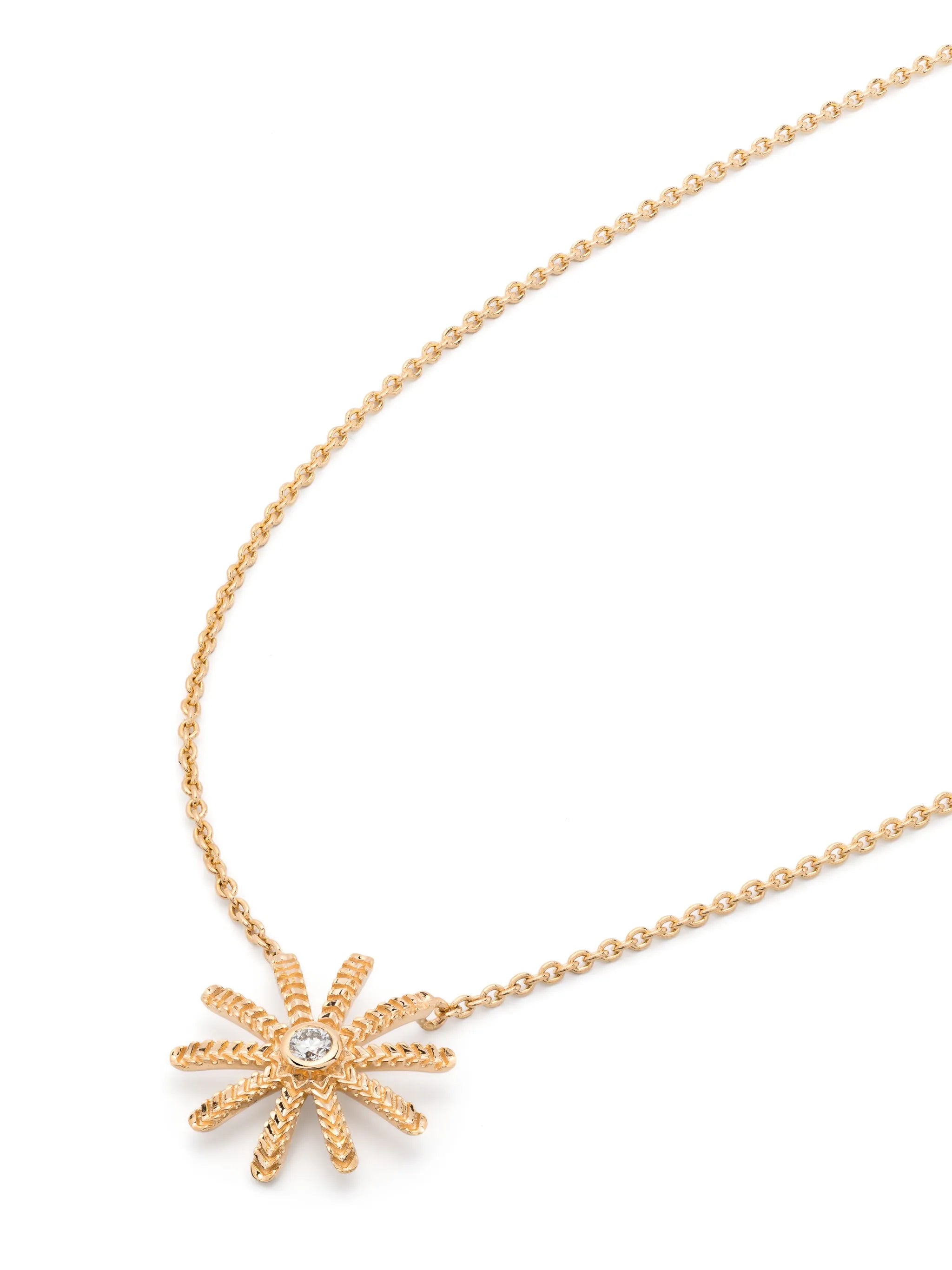 18kt yellow gold Tiny Sunflower diamond pendant necklace