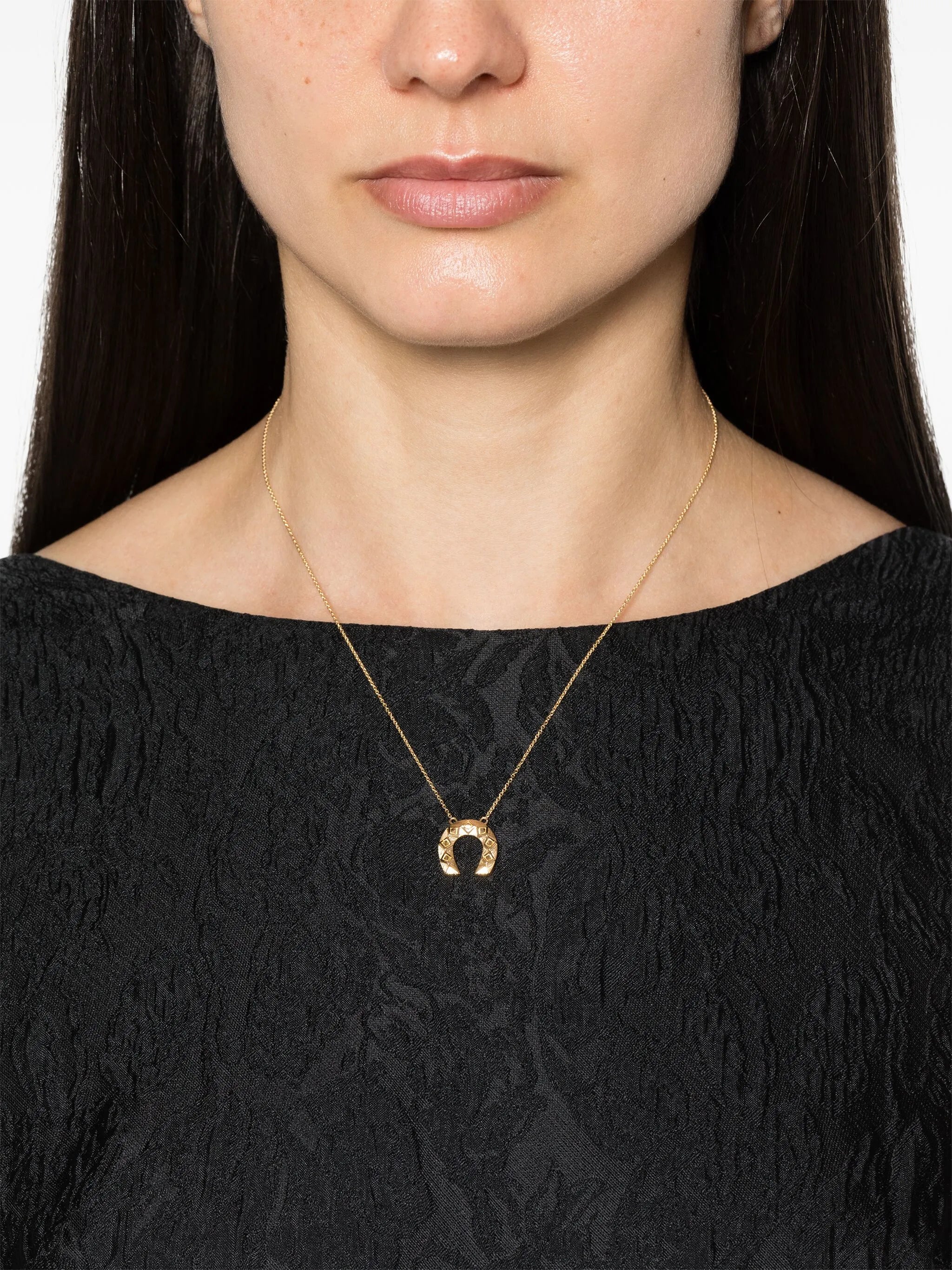 18kt yellow gold Mini Horseshoe pendant necklace