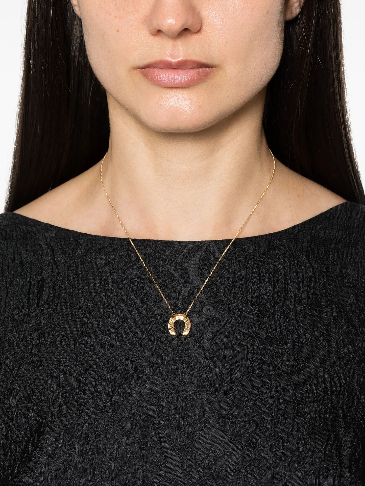 18kt yellow gold Mini Horseshoe pendant necklace