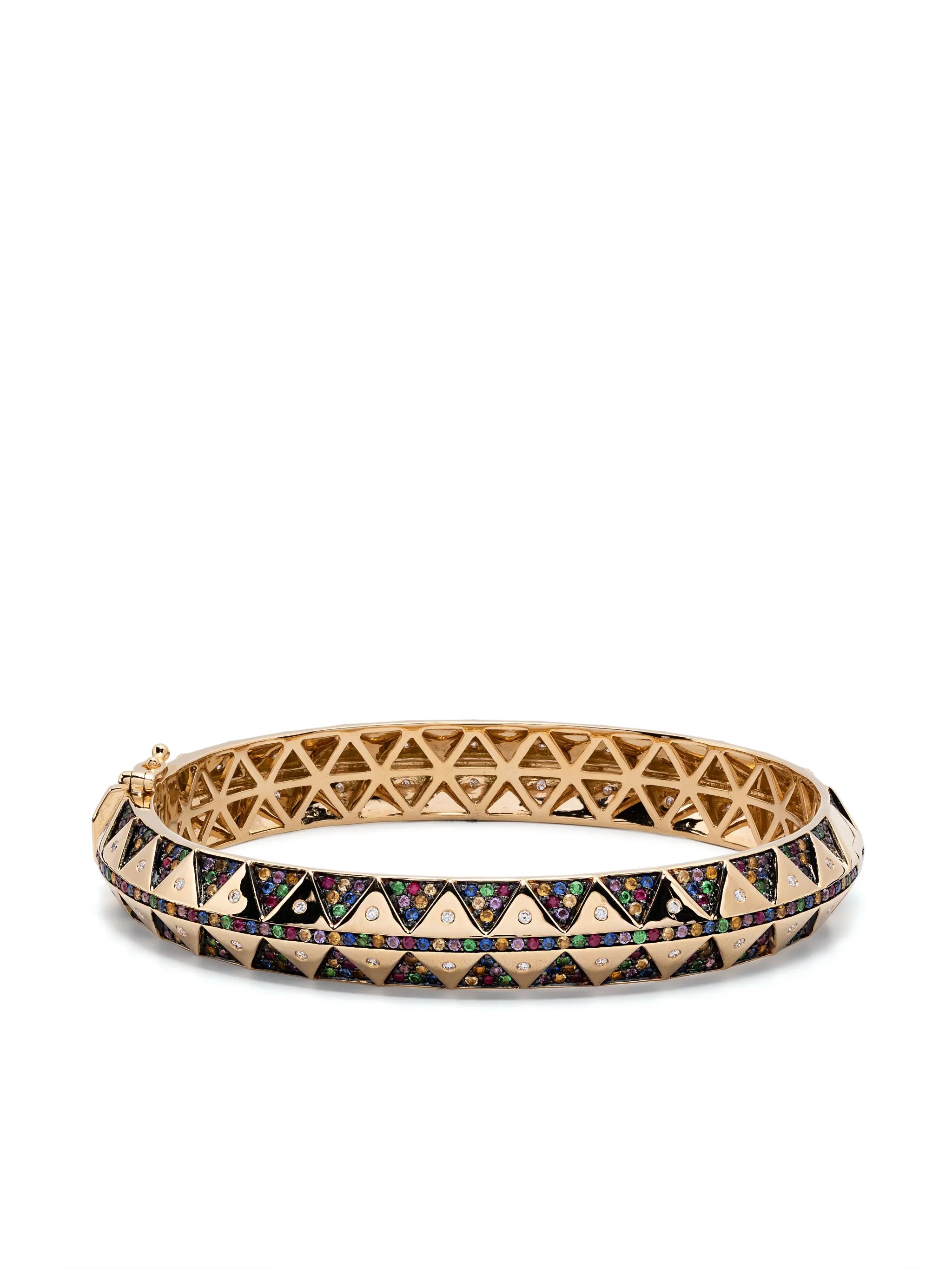 18kt yellow gold Chubby Rainbow diamond bangle bracelet
