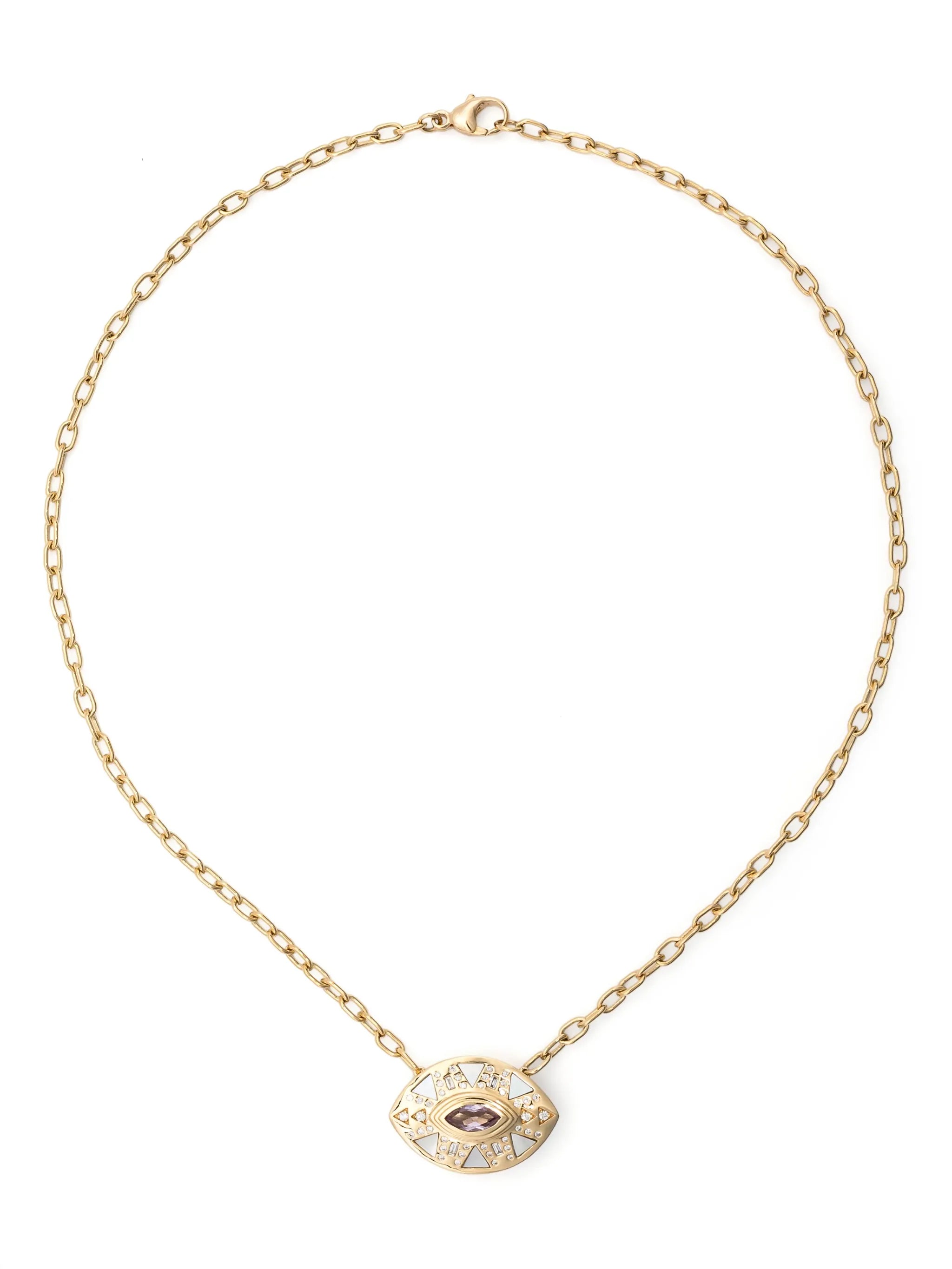 18kt yellow gold Cleopatra's Eye diamond pendant necklace