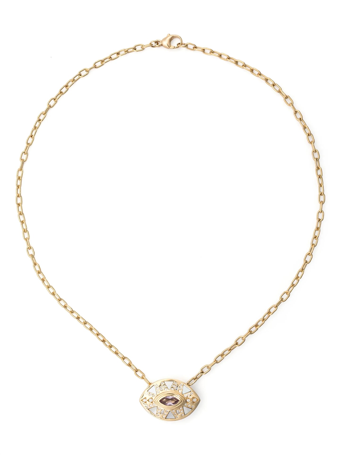 18kt yellow gold Cleopatra's Eye diamond pendant necklace