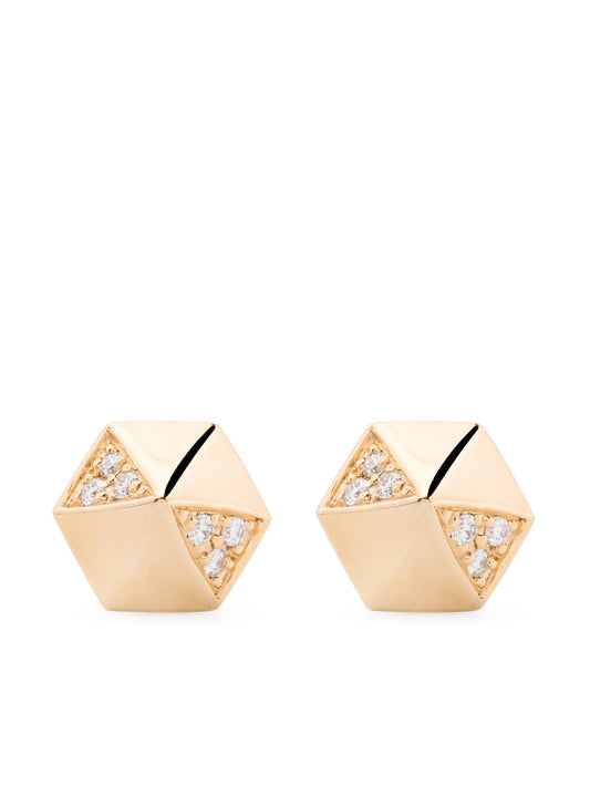 18kt yellow gold Pyramid diamond stud earrings