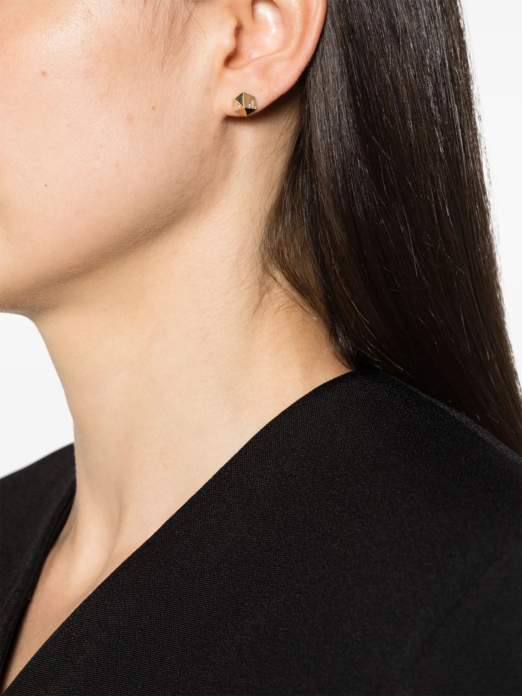 18kt yellow gold Pyramid diamond stud earrings