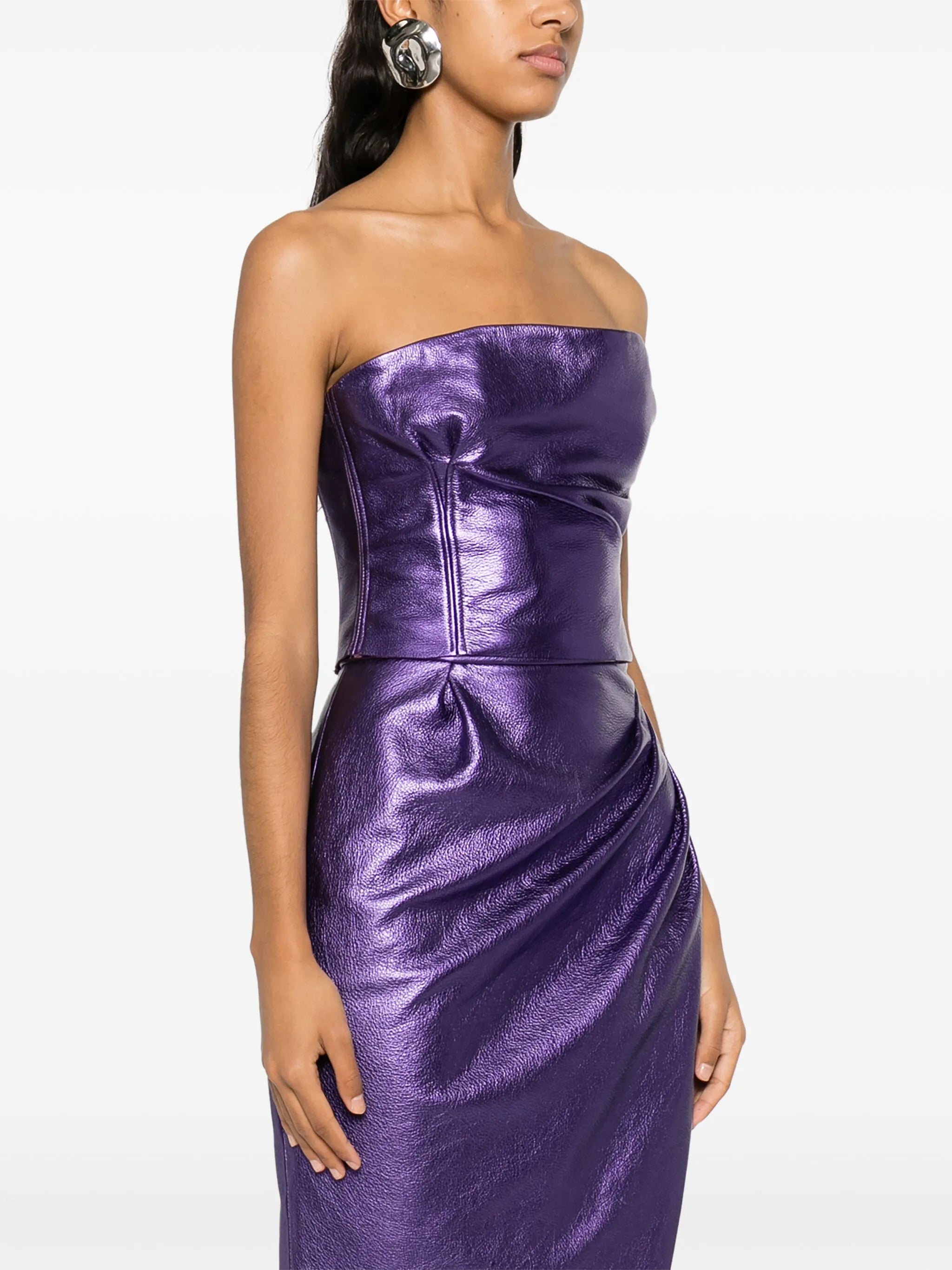 bustier-style leather top