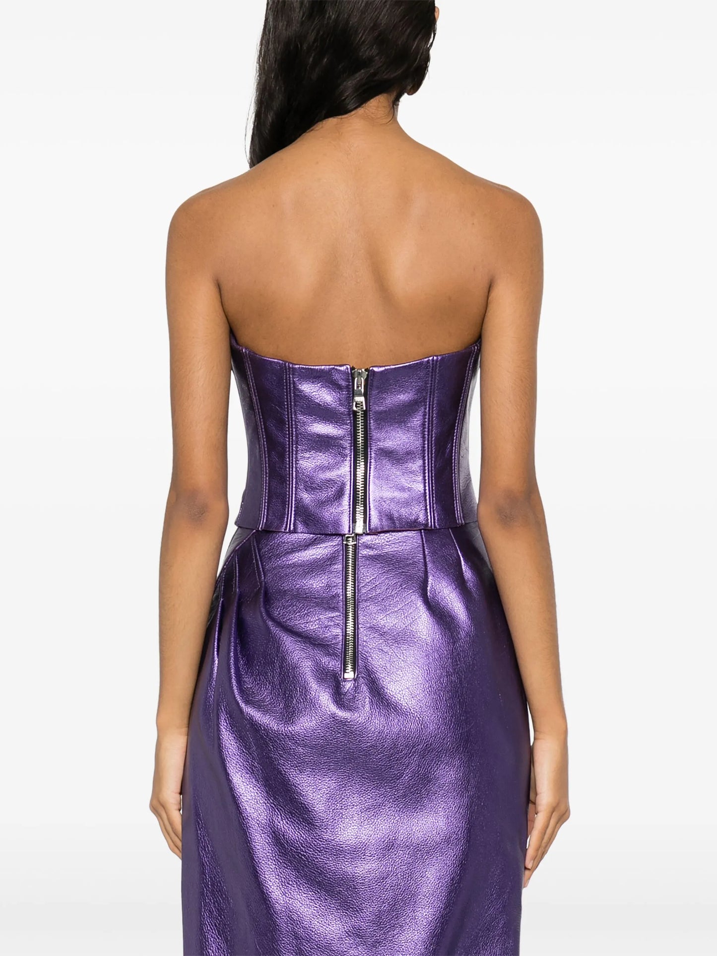 bustier-style leather top