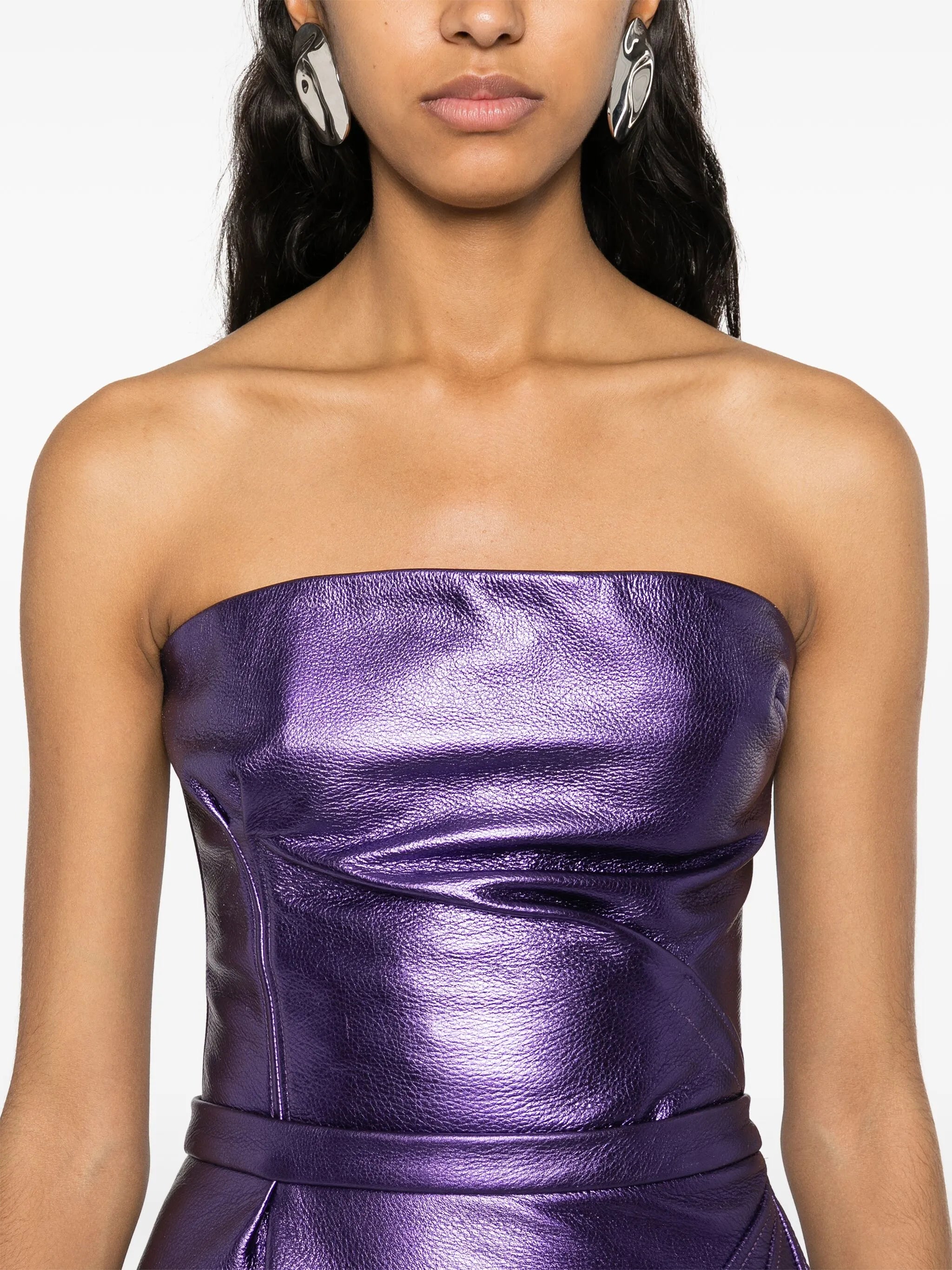 bustier-style leather top