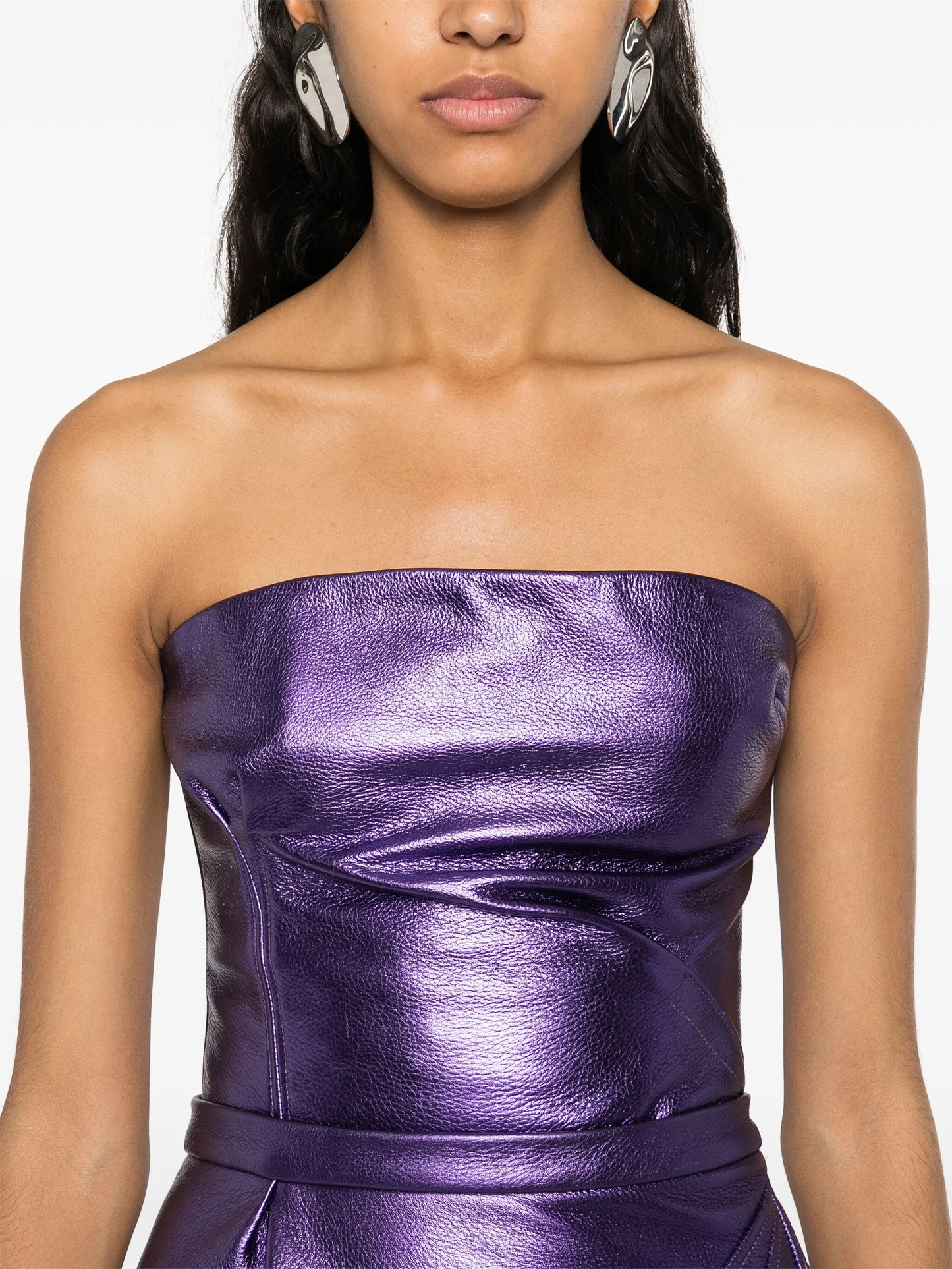 bustier-style leather top