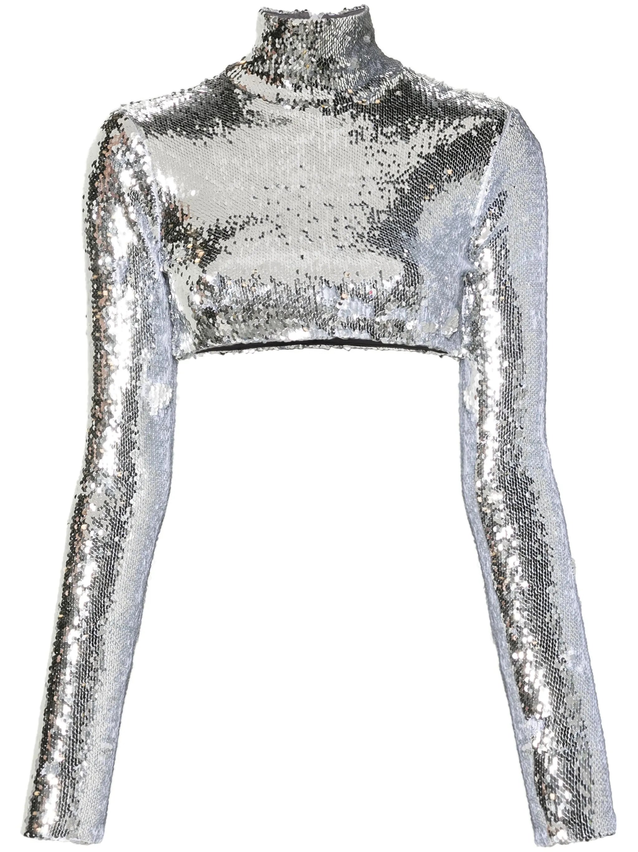 sequinned crop top