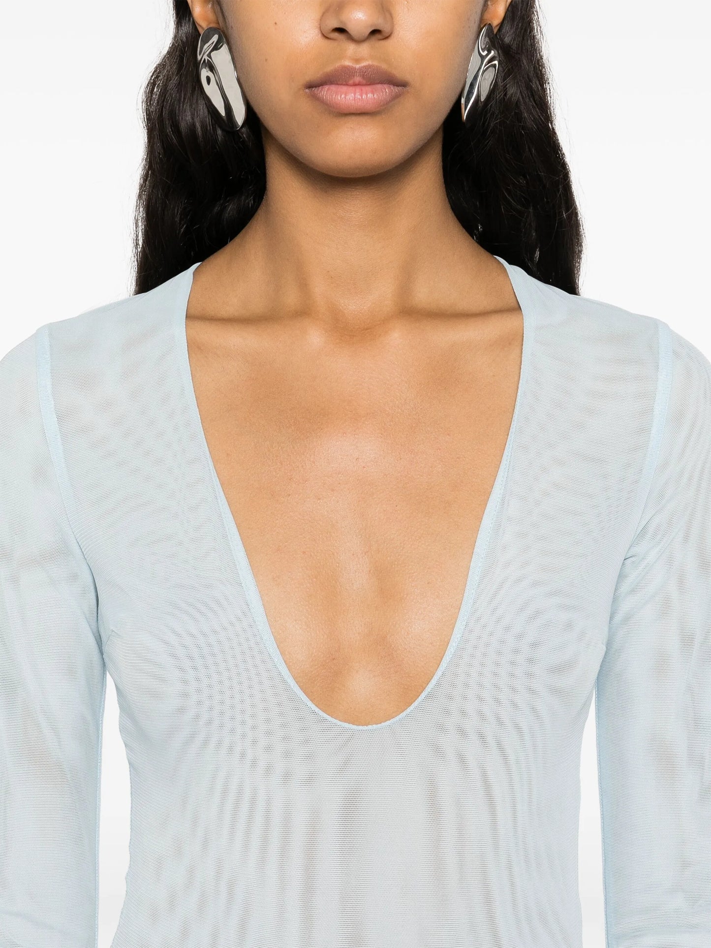 scoop-neck mesh bodysuit