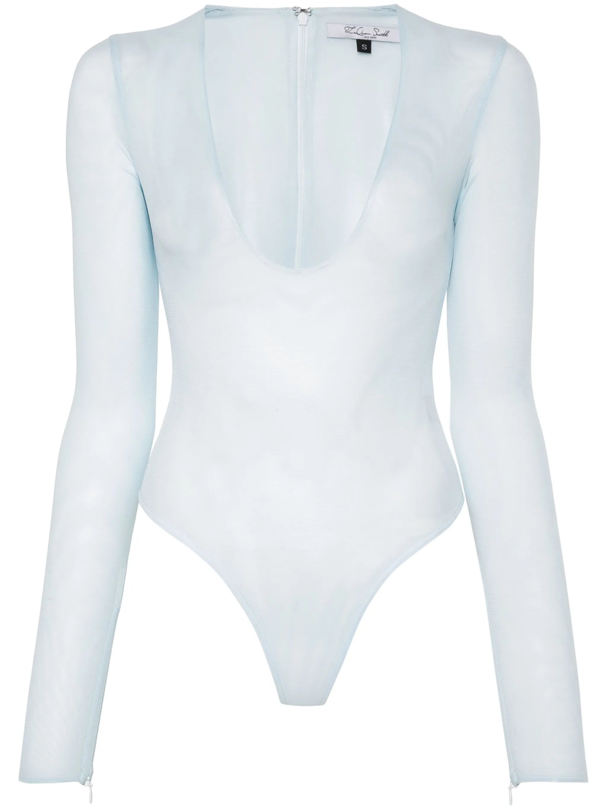 scoop-neck mesh bodysuit