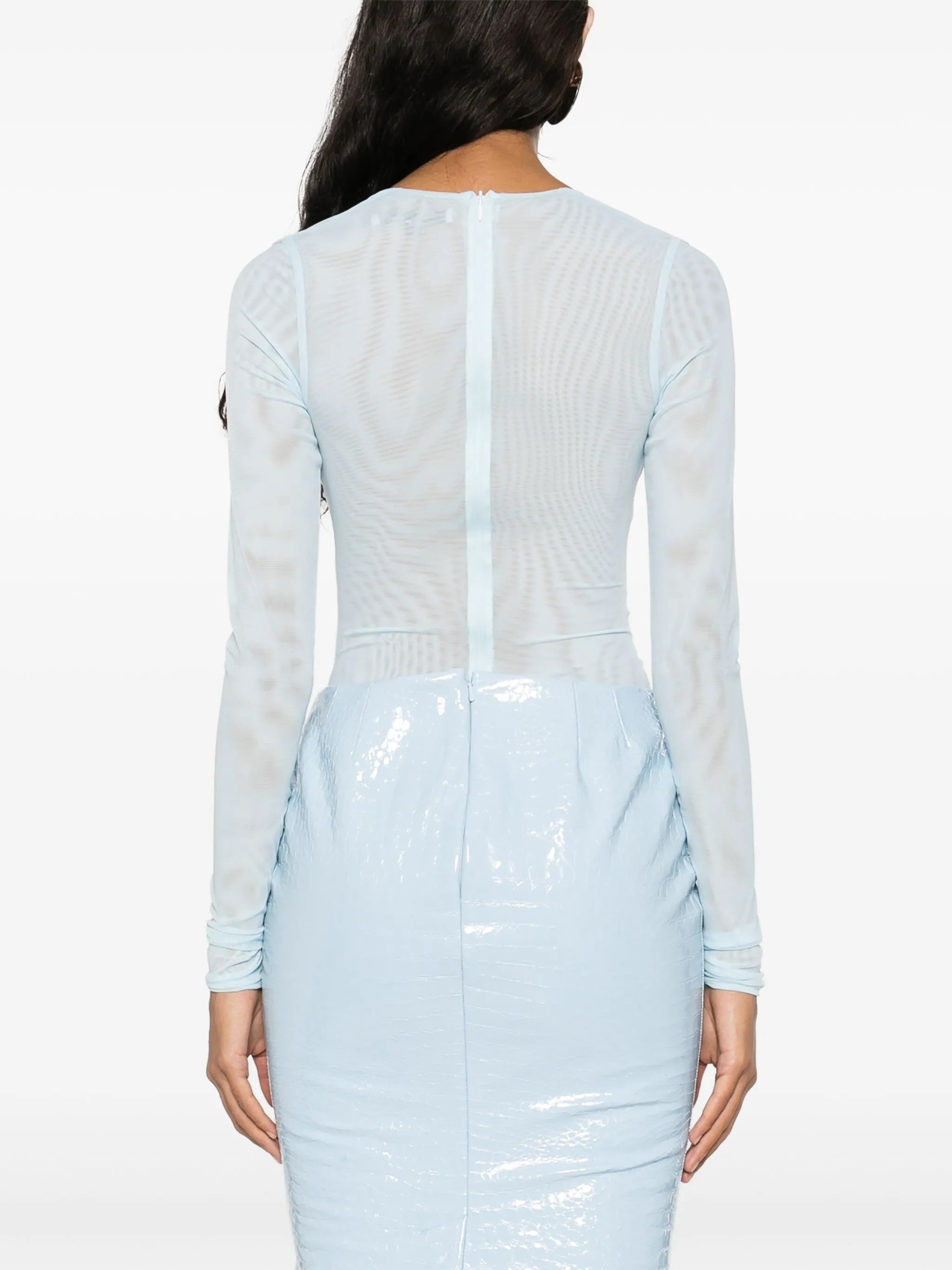 scoop-neck mesh bodysuit