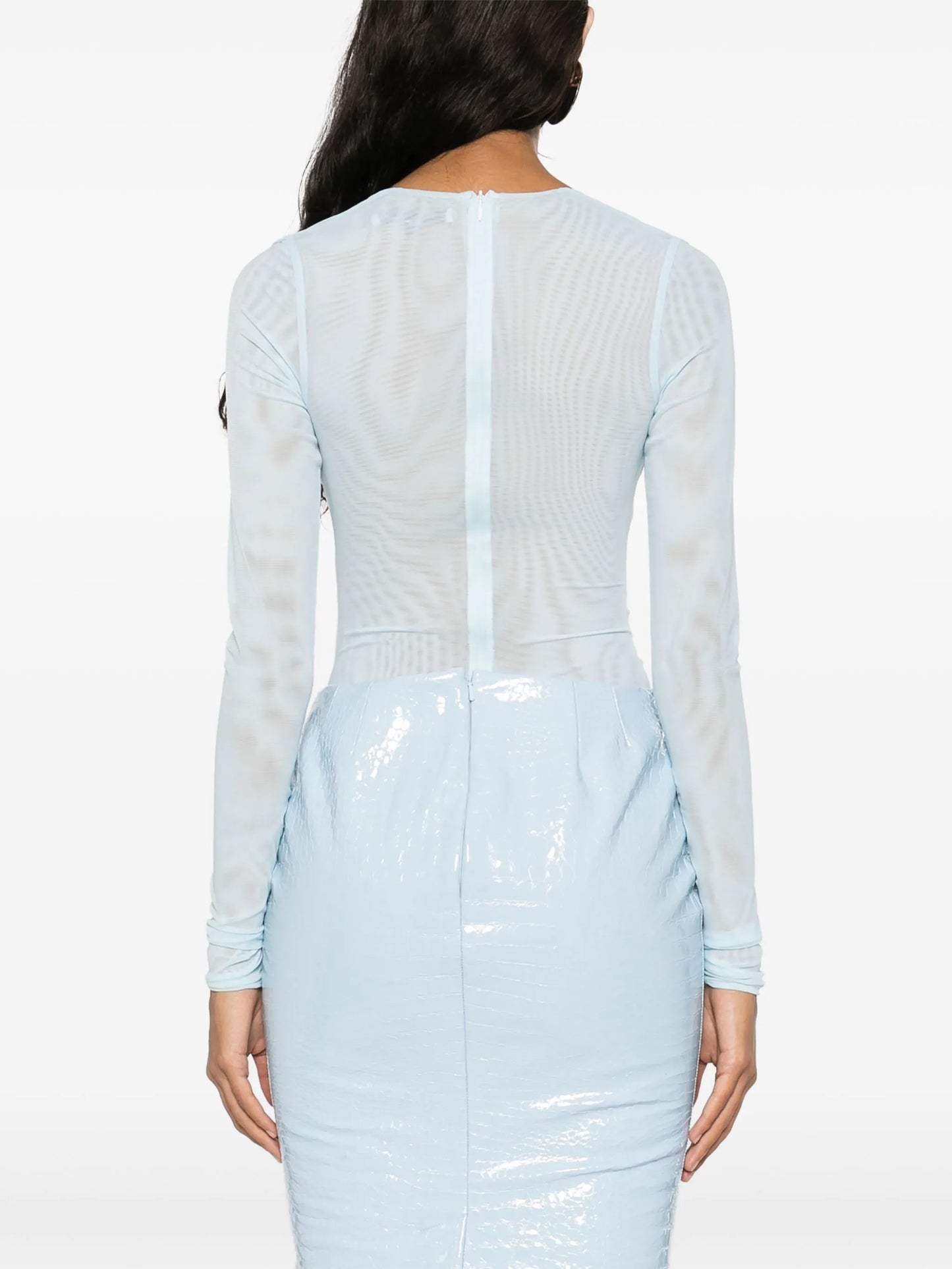 scoop-neck mesh bodysuit
