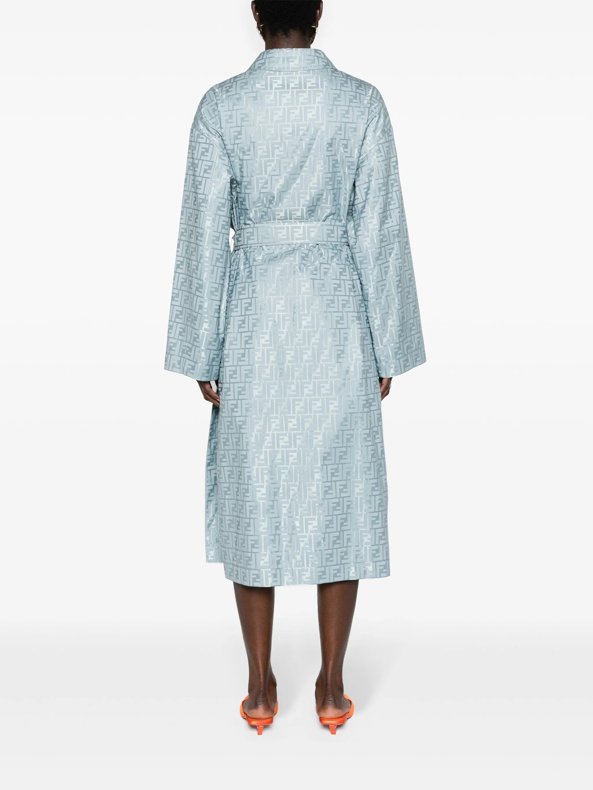 FF-jacquard belted midi coat