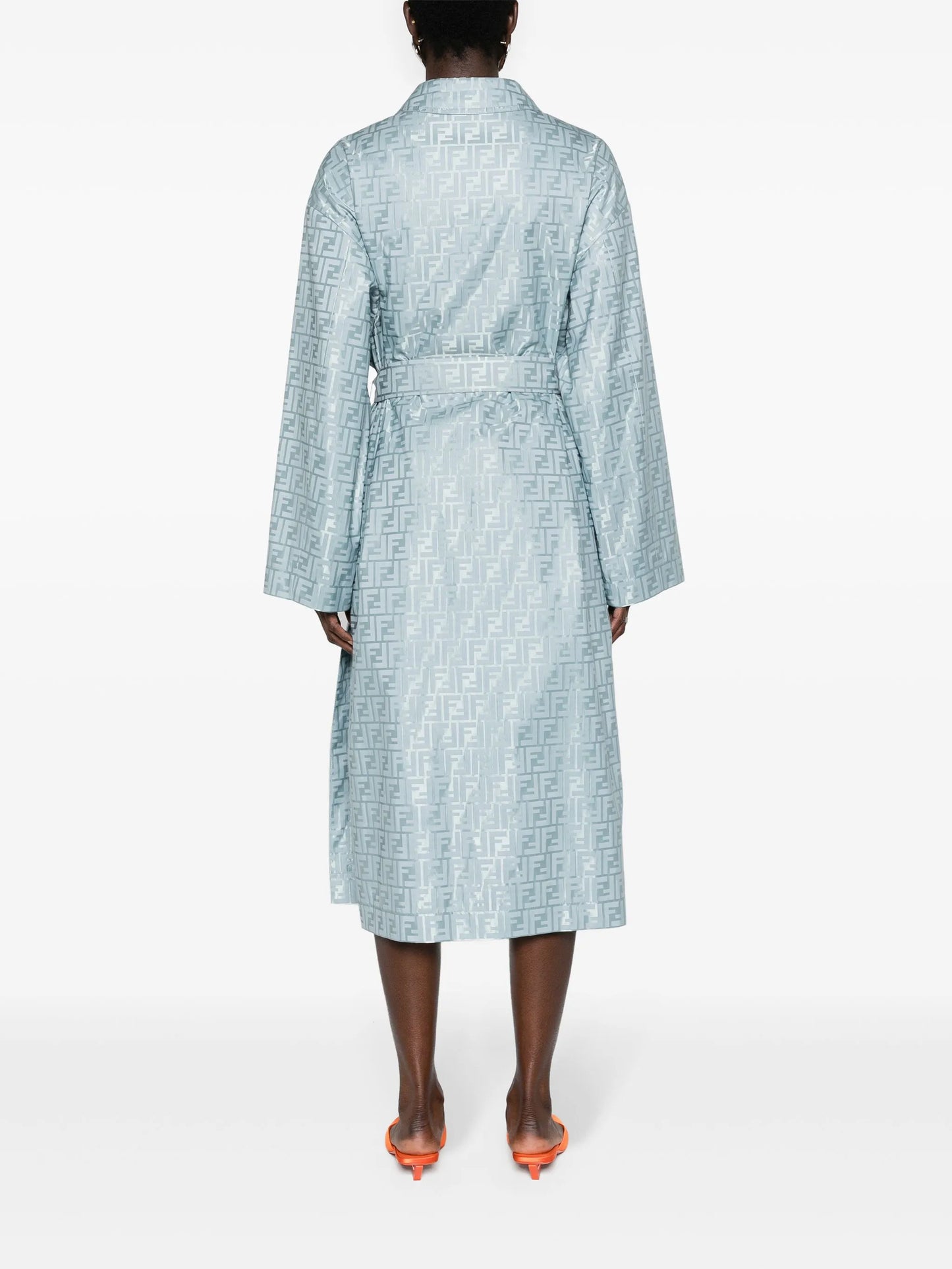 FF-jacquard belted midi coat