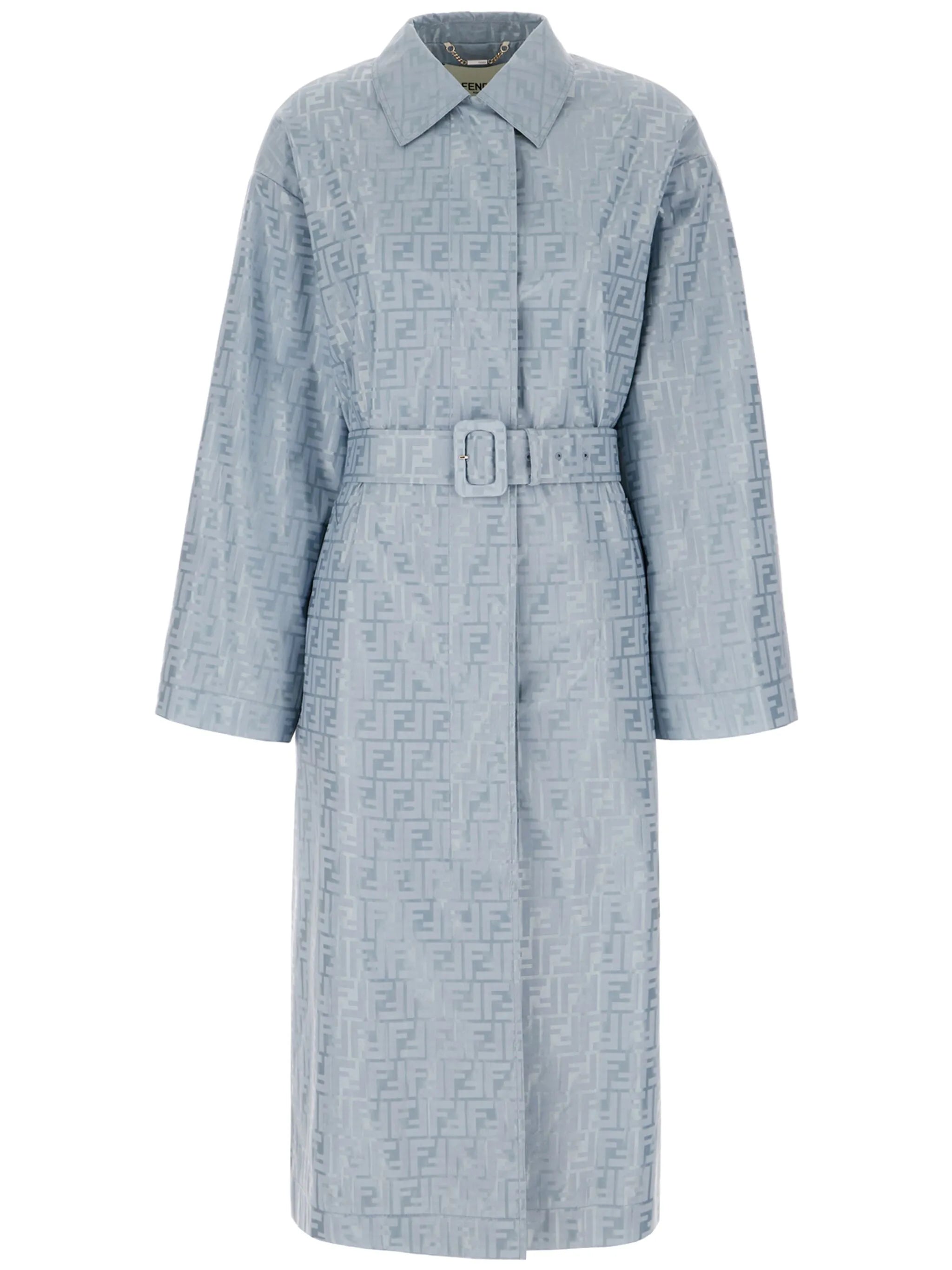 FF-jacquard belted midi coat