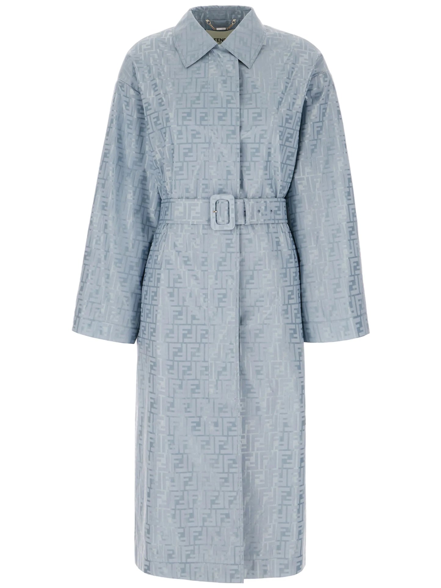 FF-jacquard belted midi coat