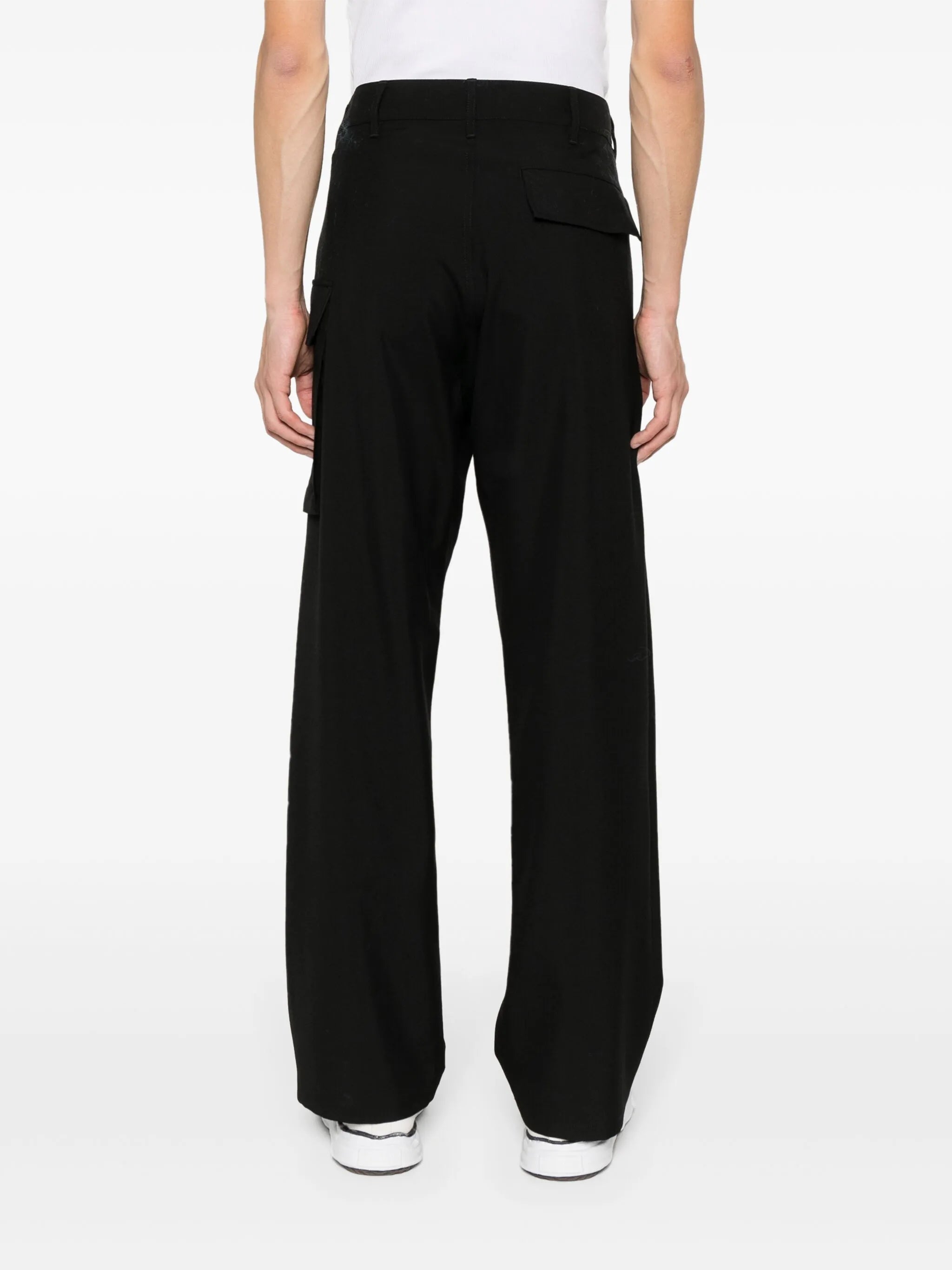 straight-leg wool trousers