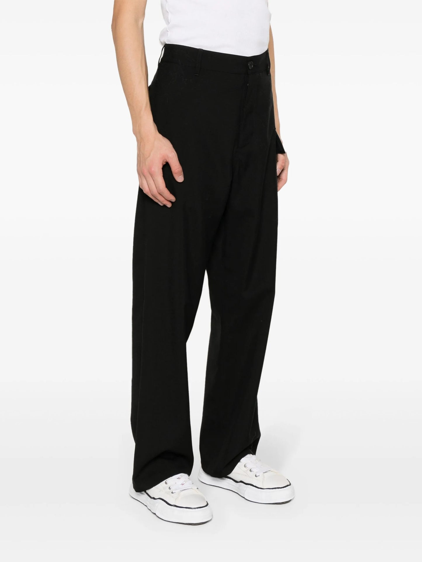 straight-leg wool trousers