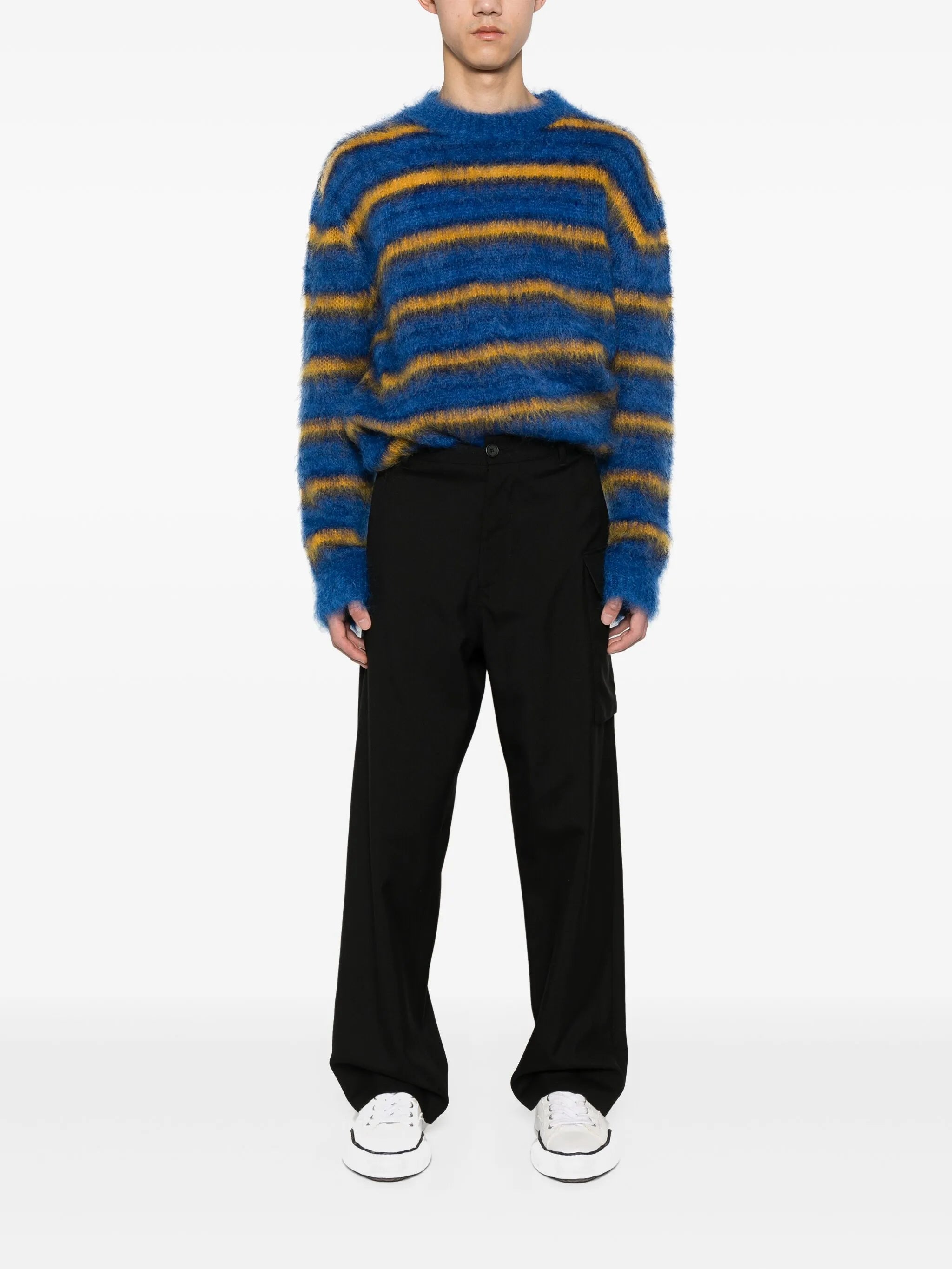 straight-leg wool trousers
