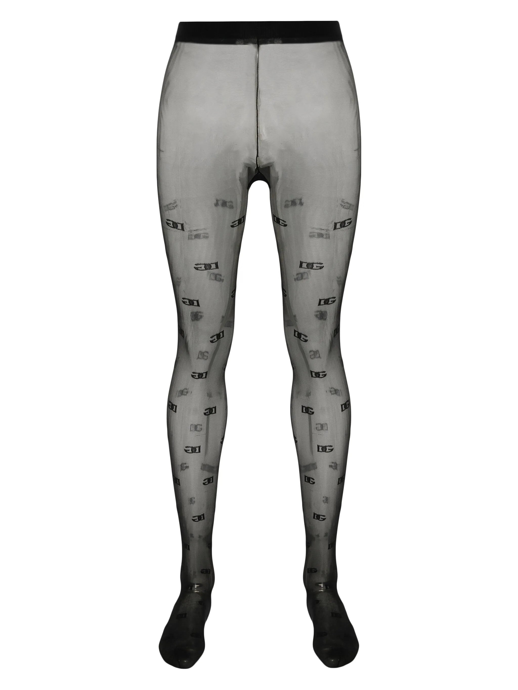 monogram-pattern tights