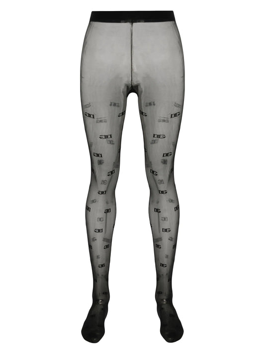 monogram-pattern tights