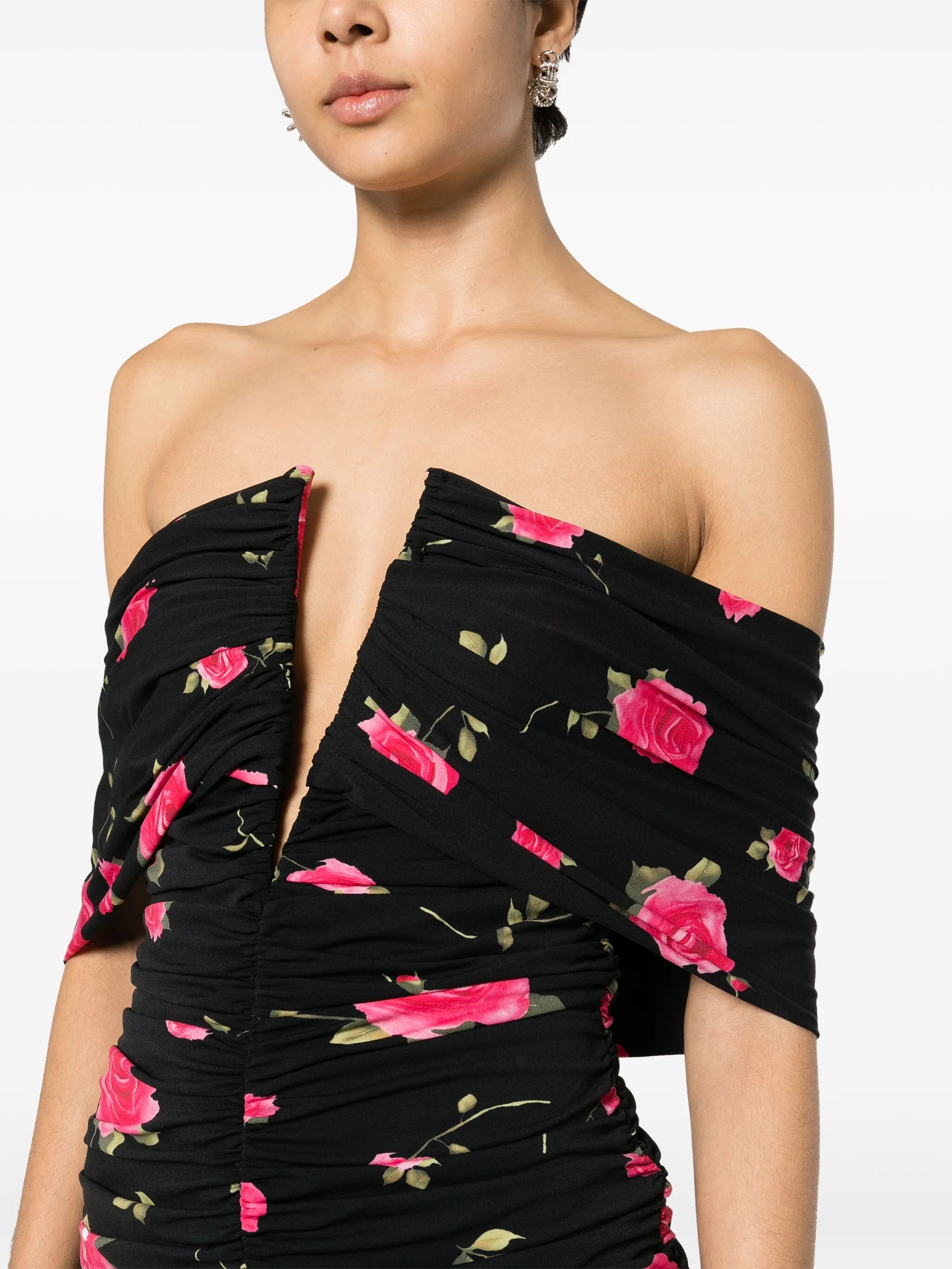 V-neck ruched dress