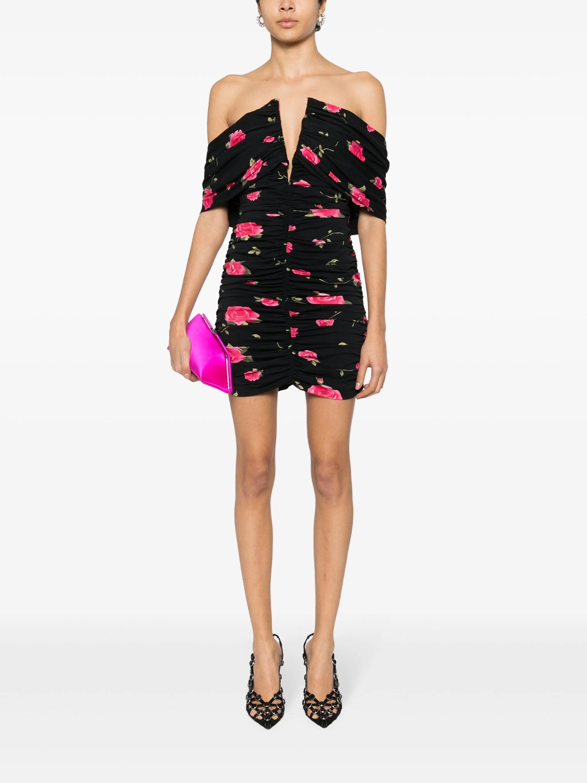 V-neck ruched dress
