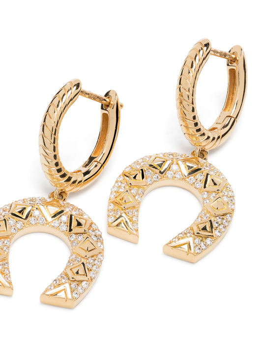 18kt yellow gold Horseshoe diamond drop earrings