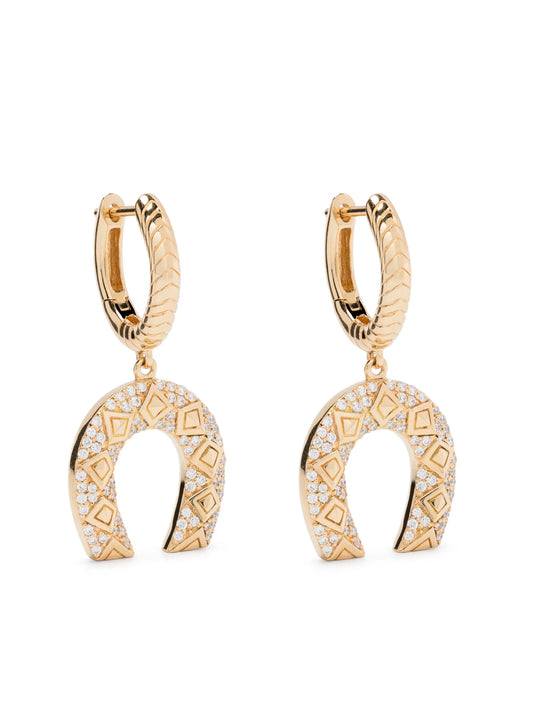 18kt yellow gold Horseshoe diamond drop earrings