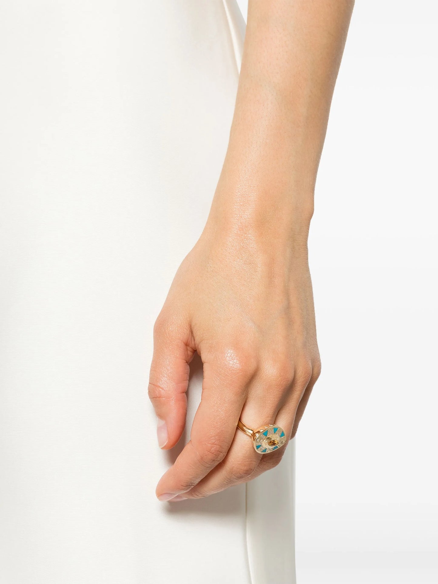 18kt yellow gold Cleopatra's Tear turquoise cocktail ring