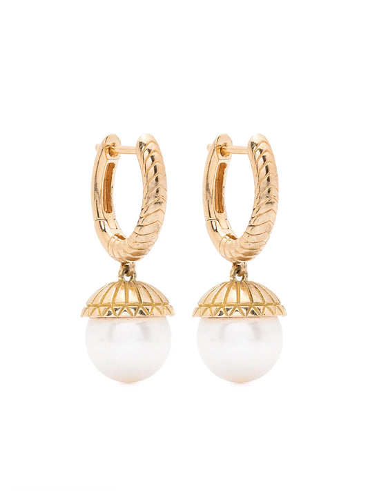 18kt yellow gold pearl drop earrings