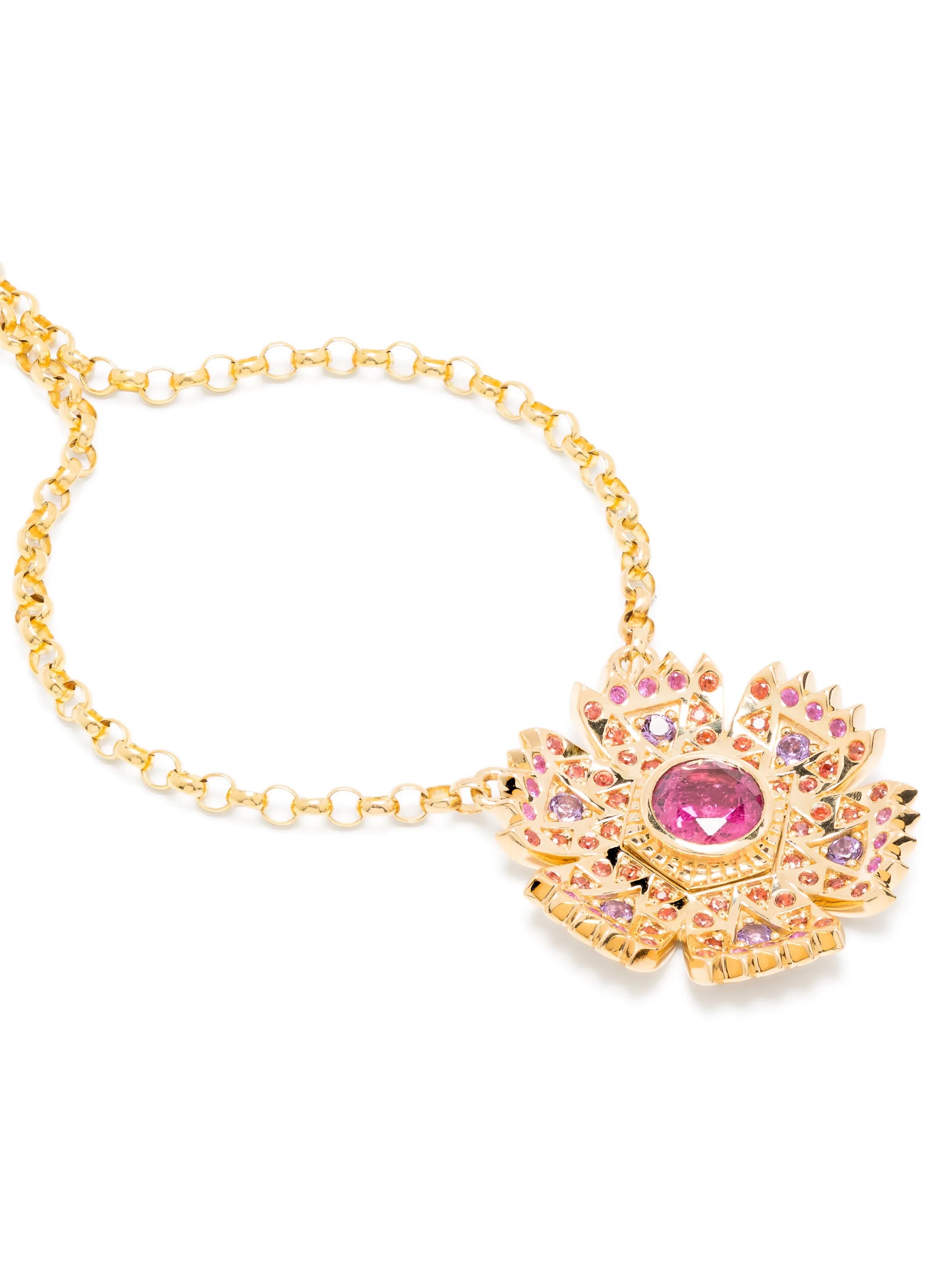 18kt yellow gold Petunia multi-stone necklace
