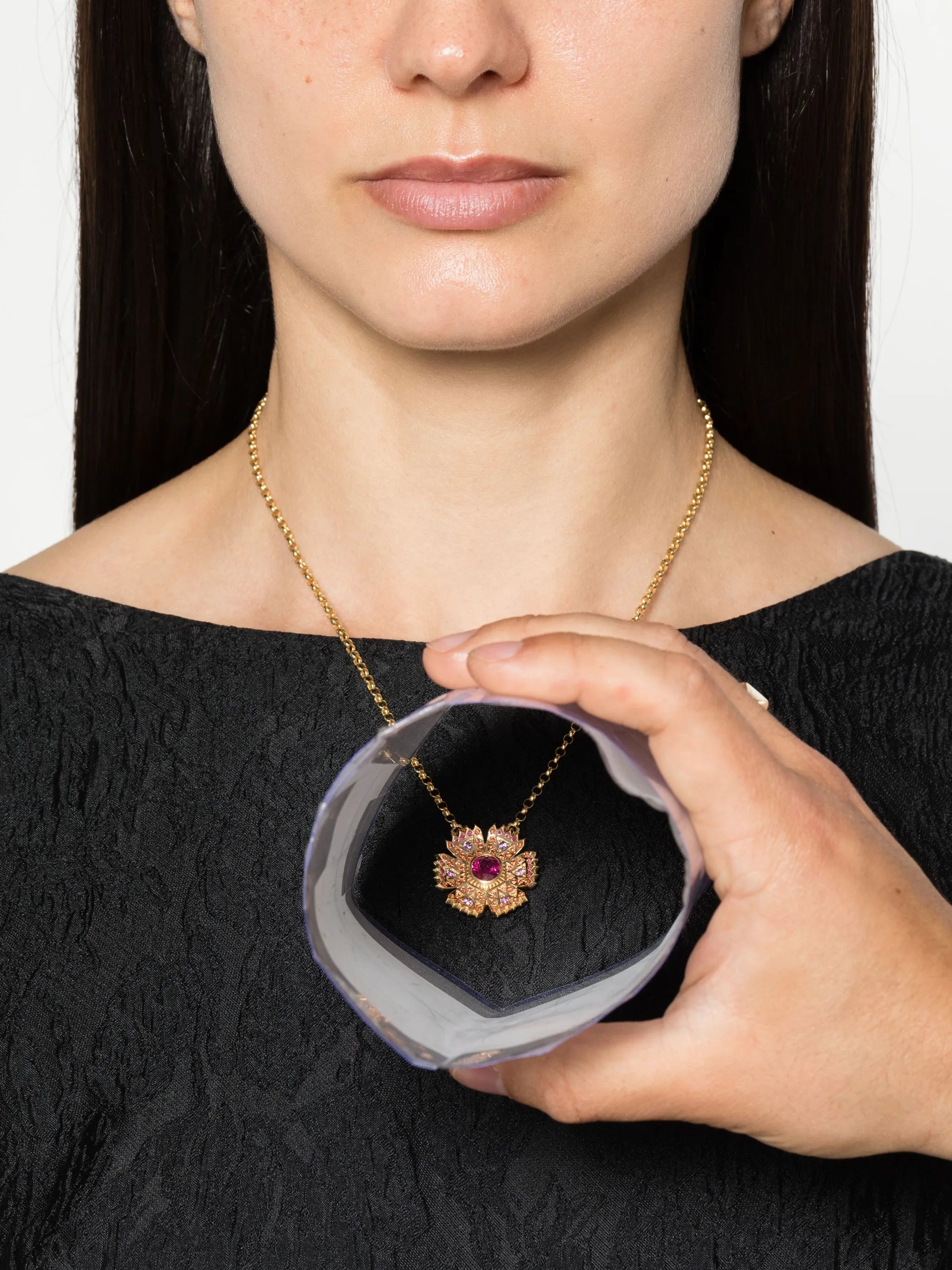 18kt yellow gold Petunia multi-stone necklace