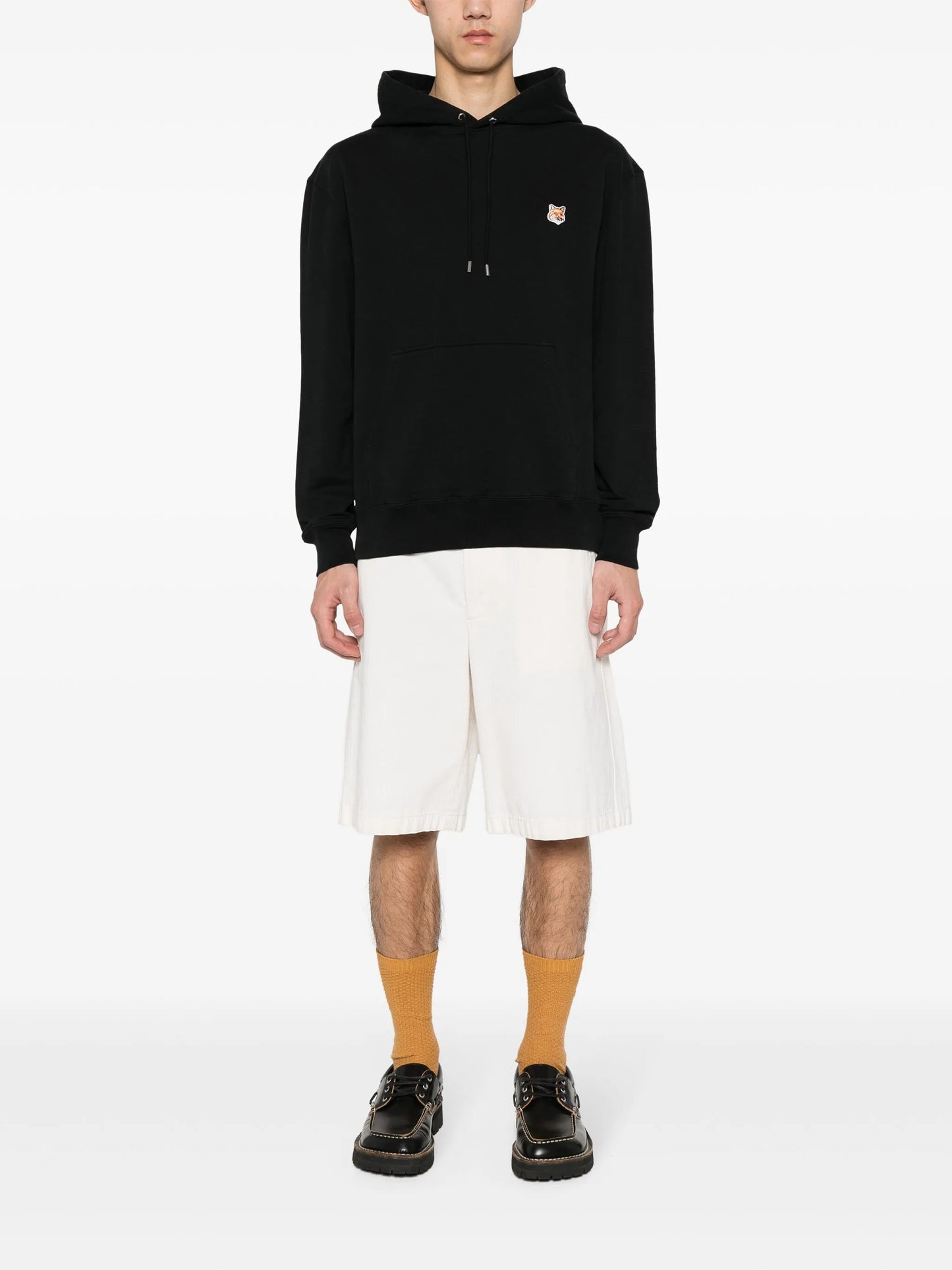 Fox-motif cotton hoodie