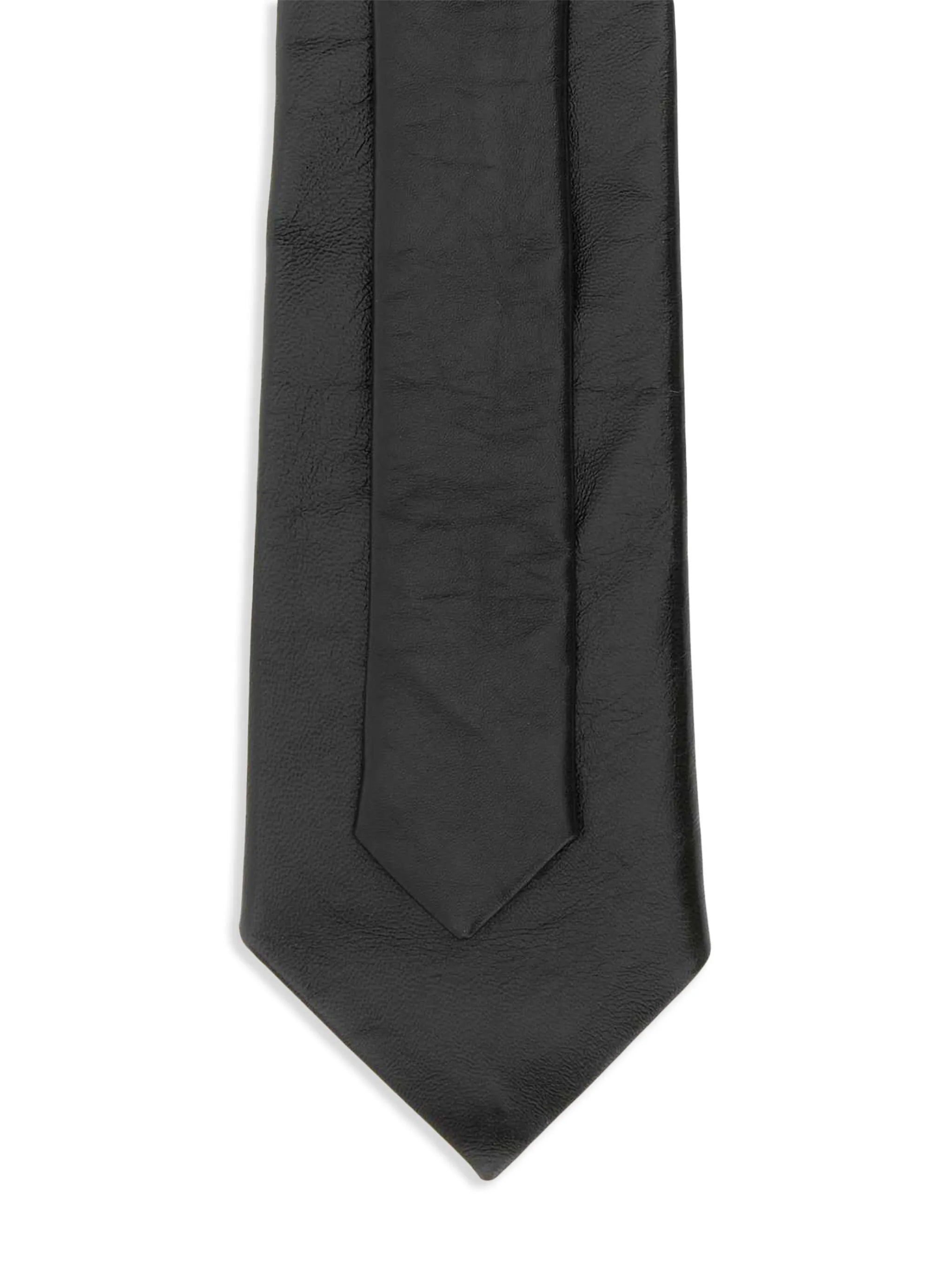 grained leather tie
