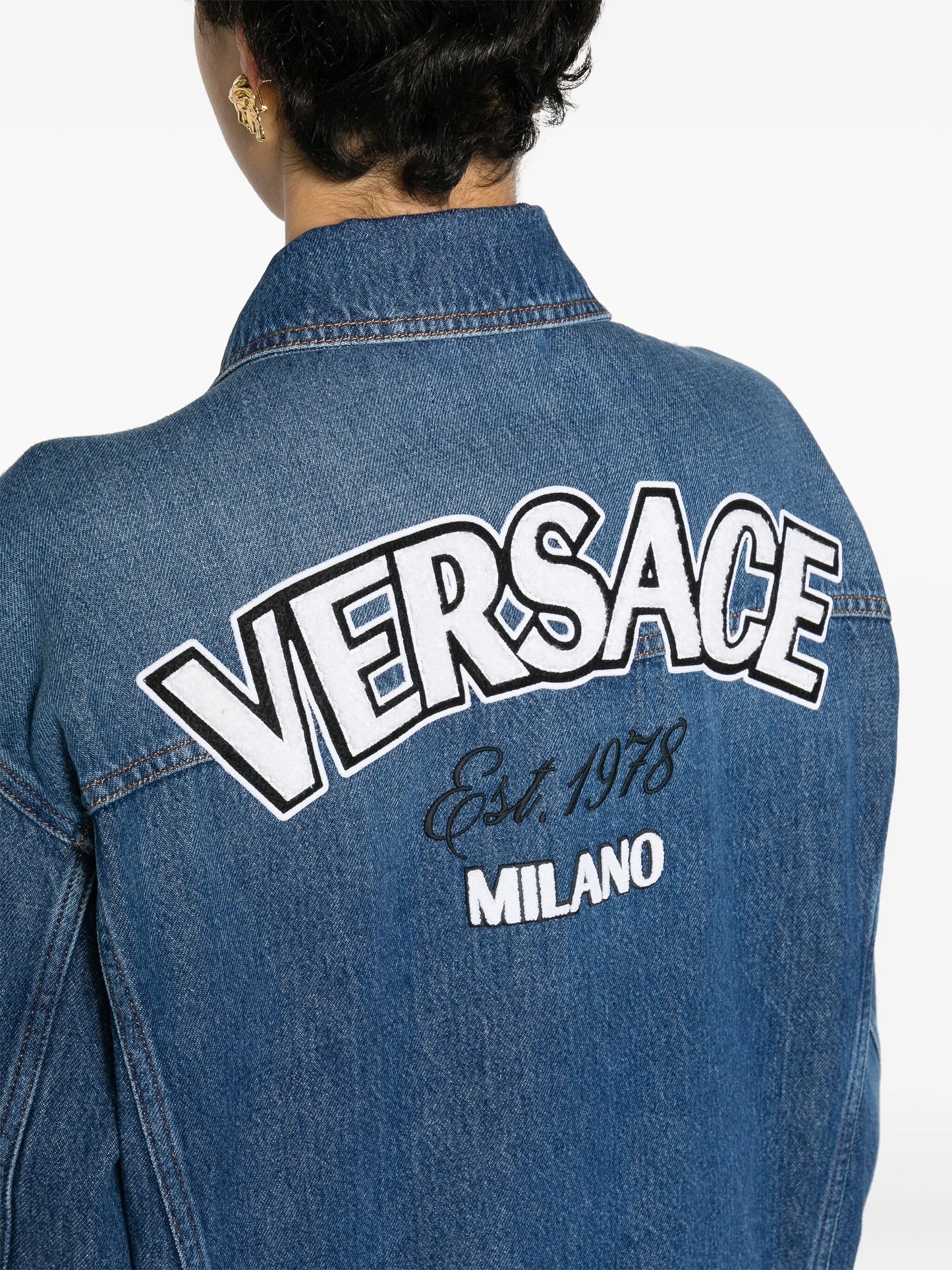 embroidered-logo denim jacket