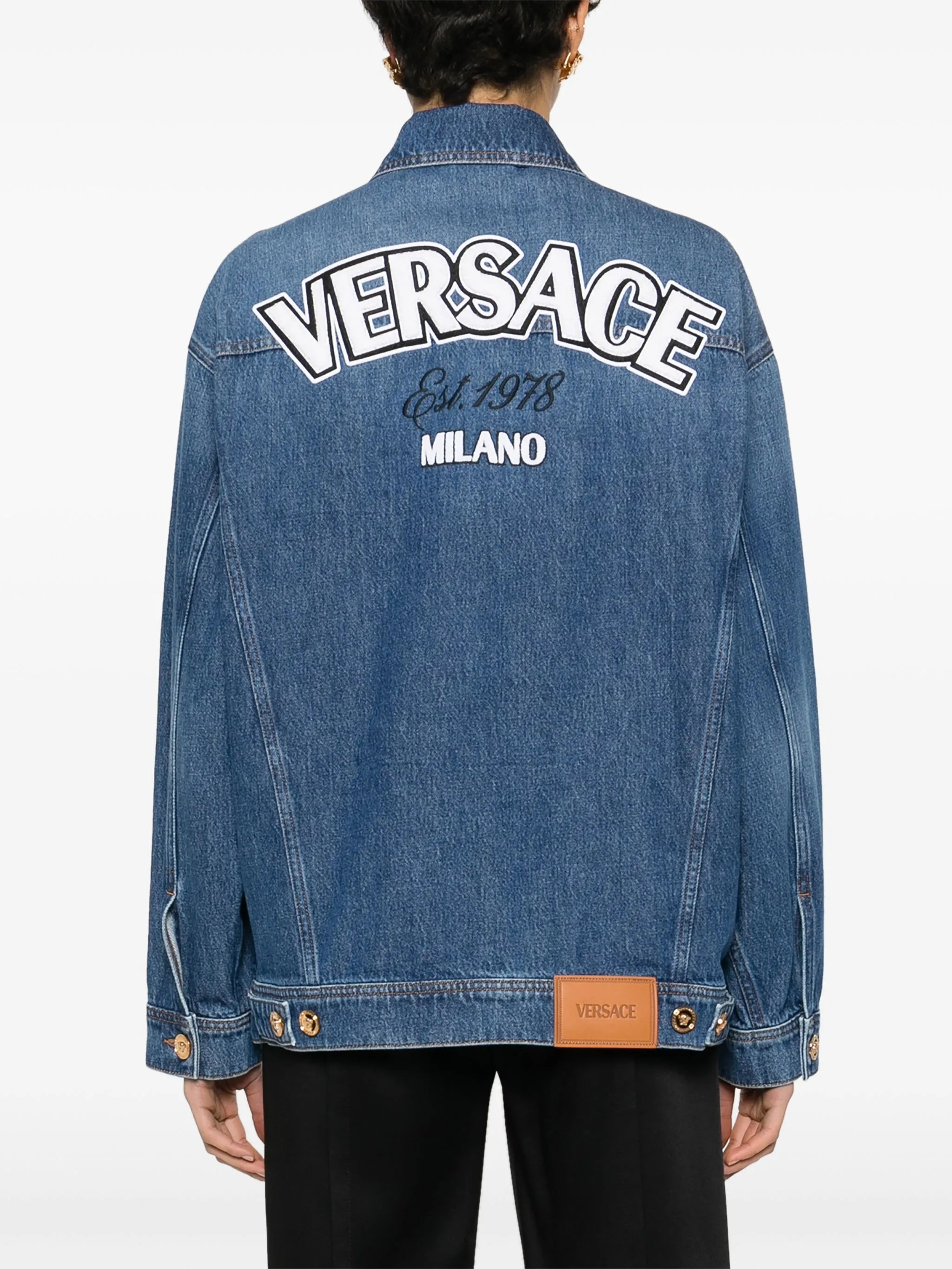embroidered-logo denim jacket