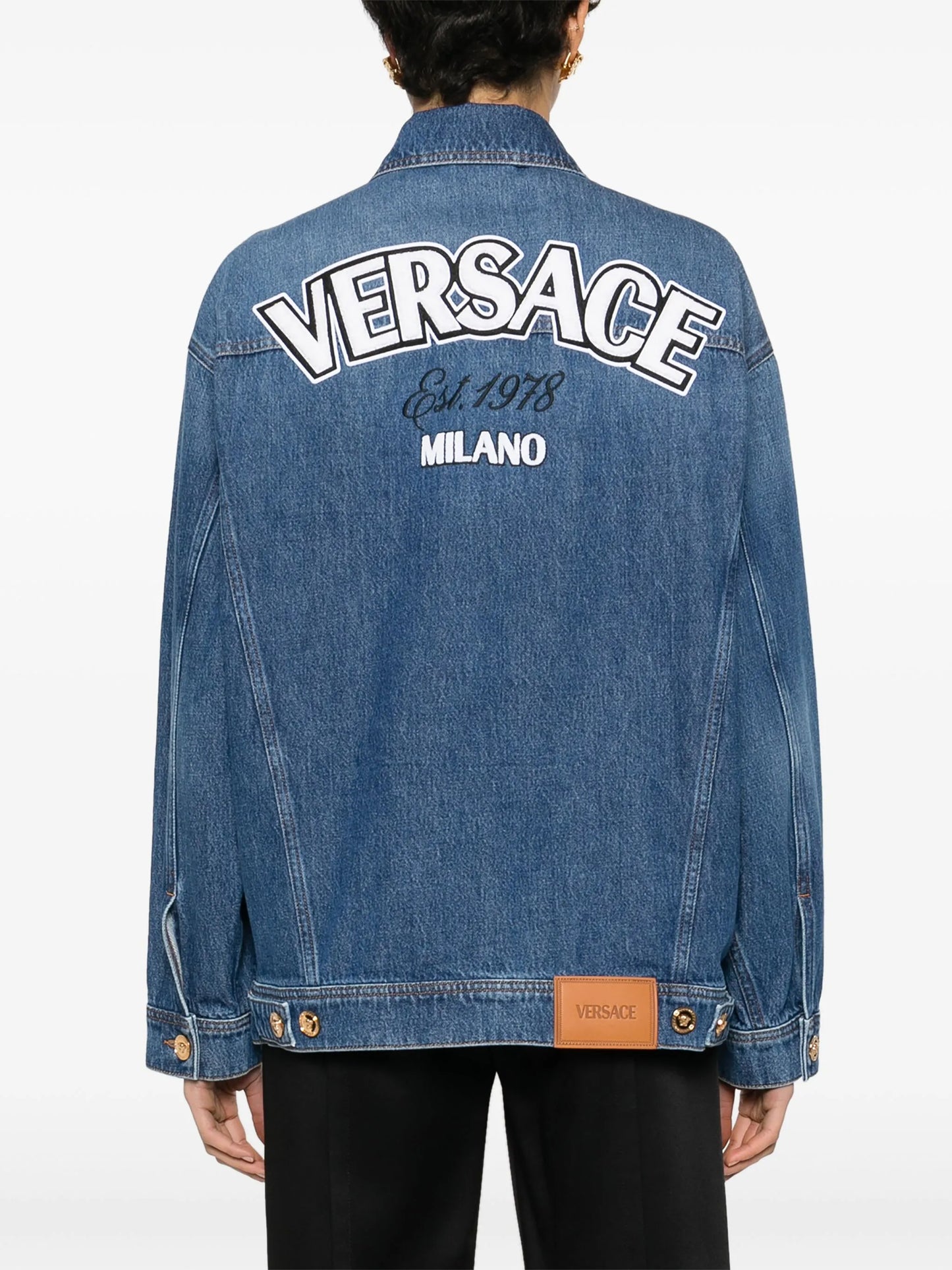 embroidered-logo denim jacket
