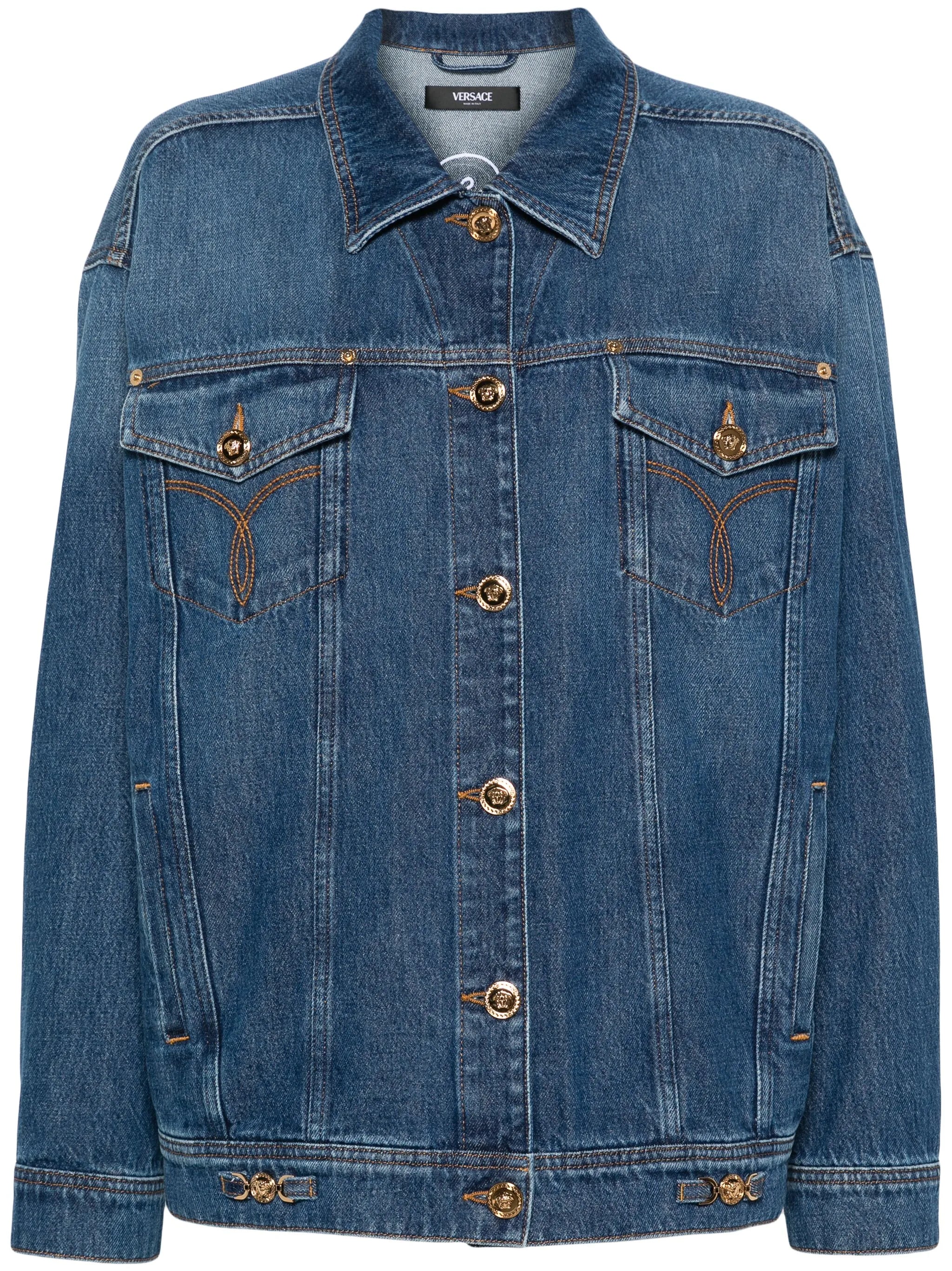 embroidered-logo denim jacket