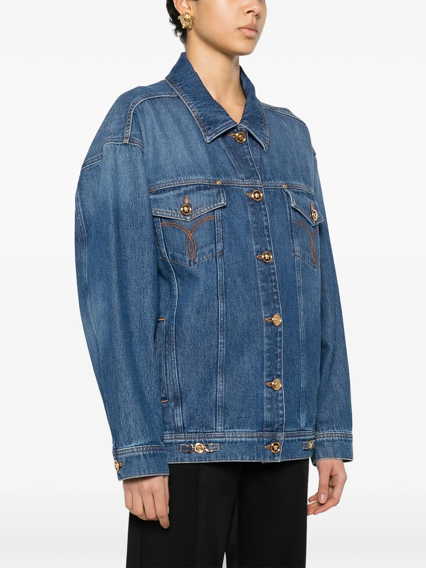 embroidered-logo denim jacket