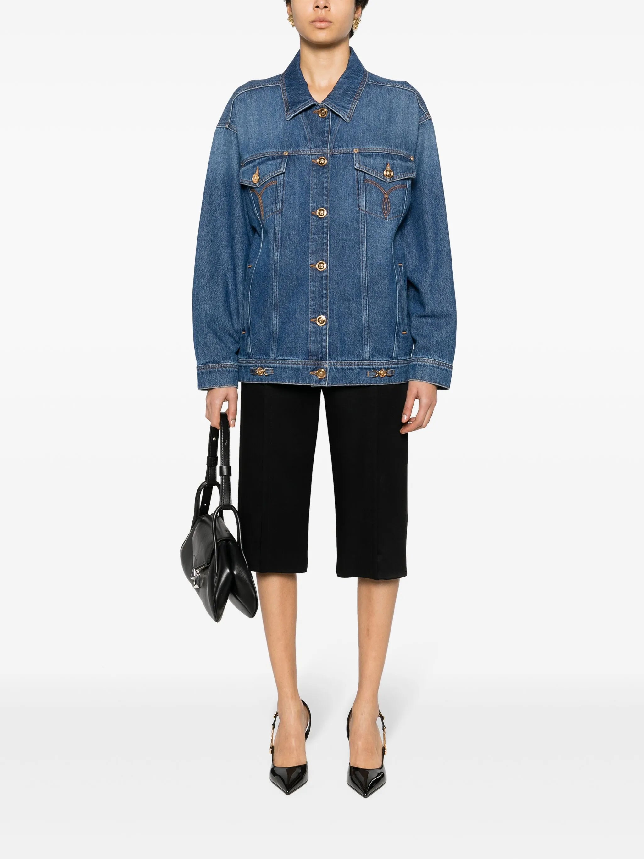 embroidered-logo denim jacket