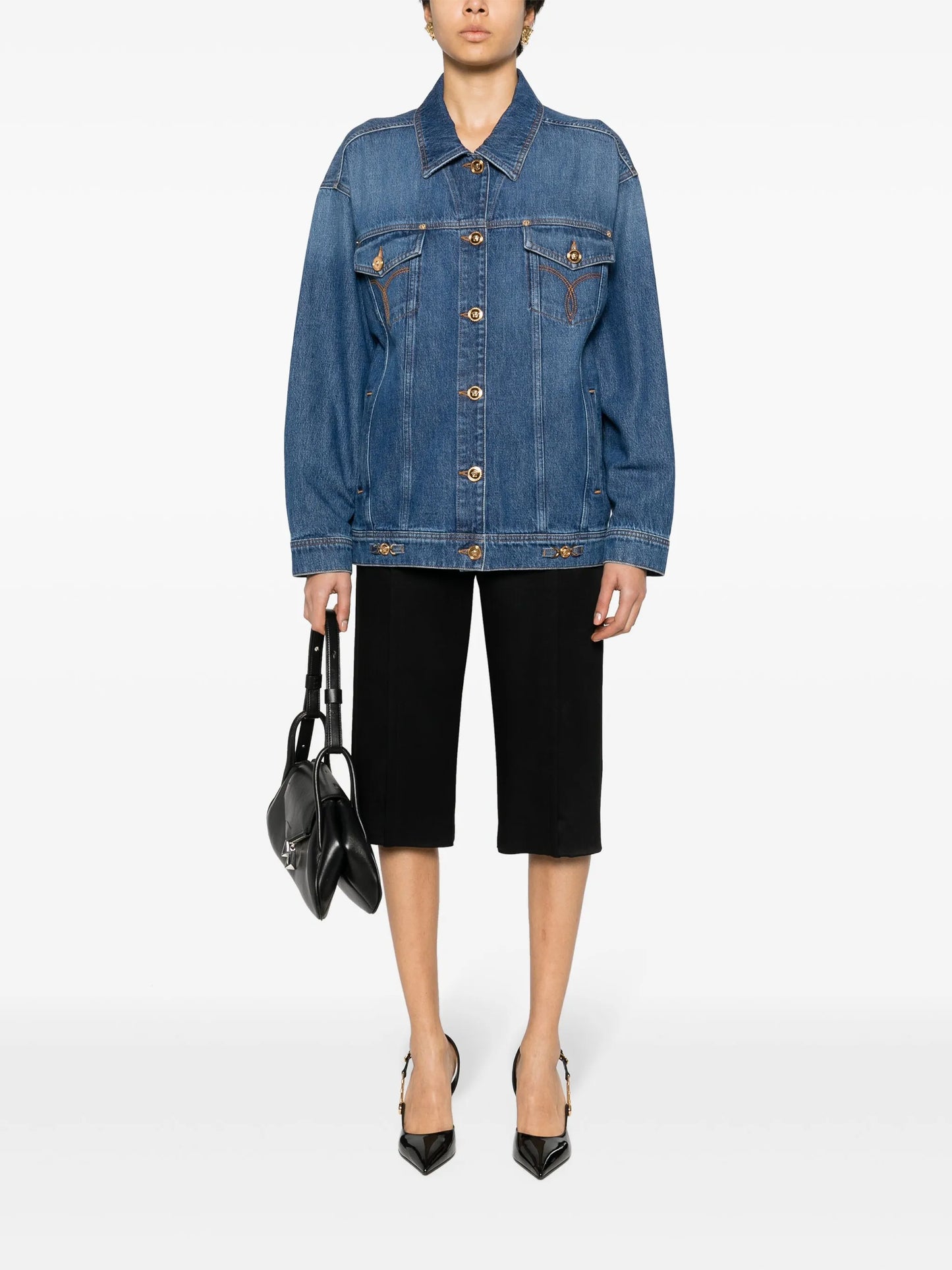 embroidered-logo denim jacket