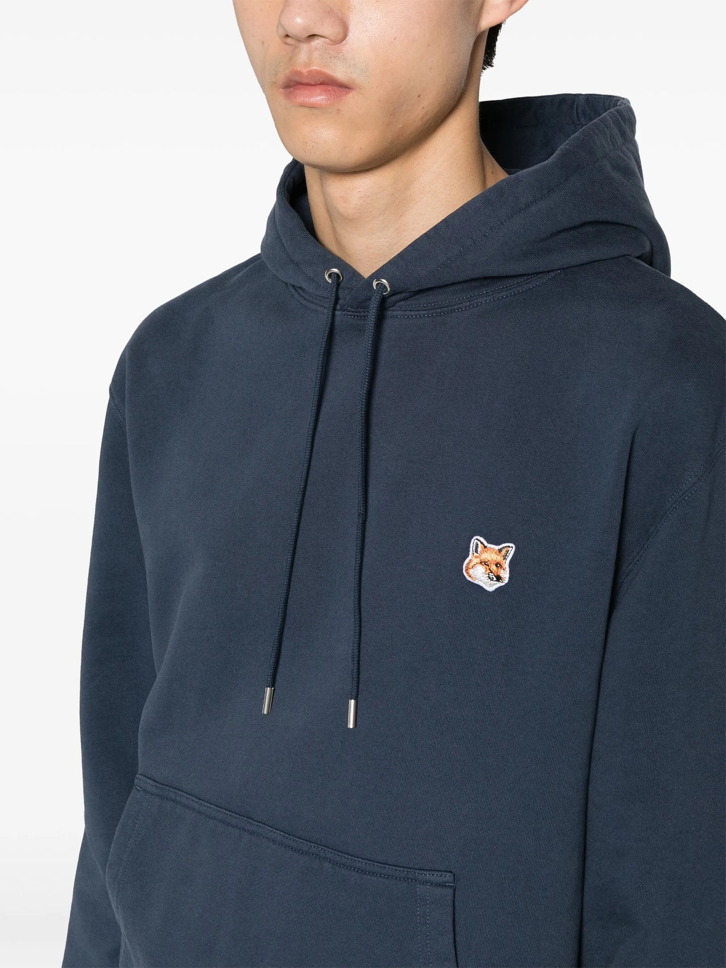 Fox-motif cotton hoodie